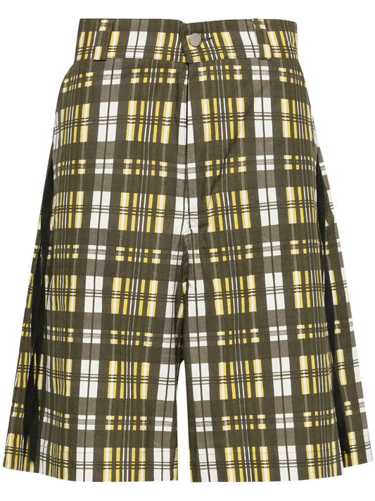 checked wide-leg shorts