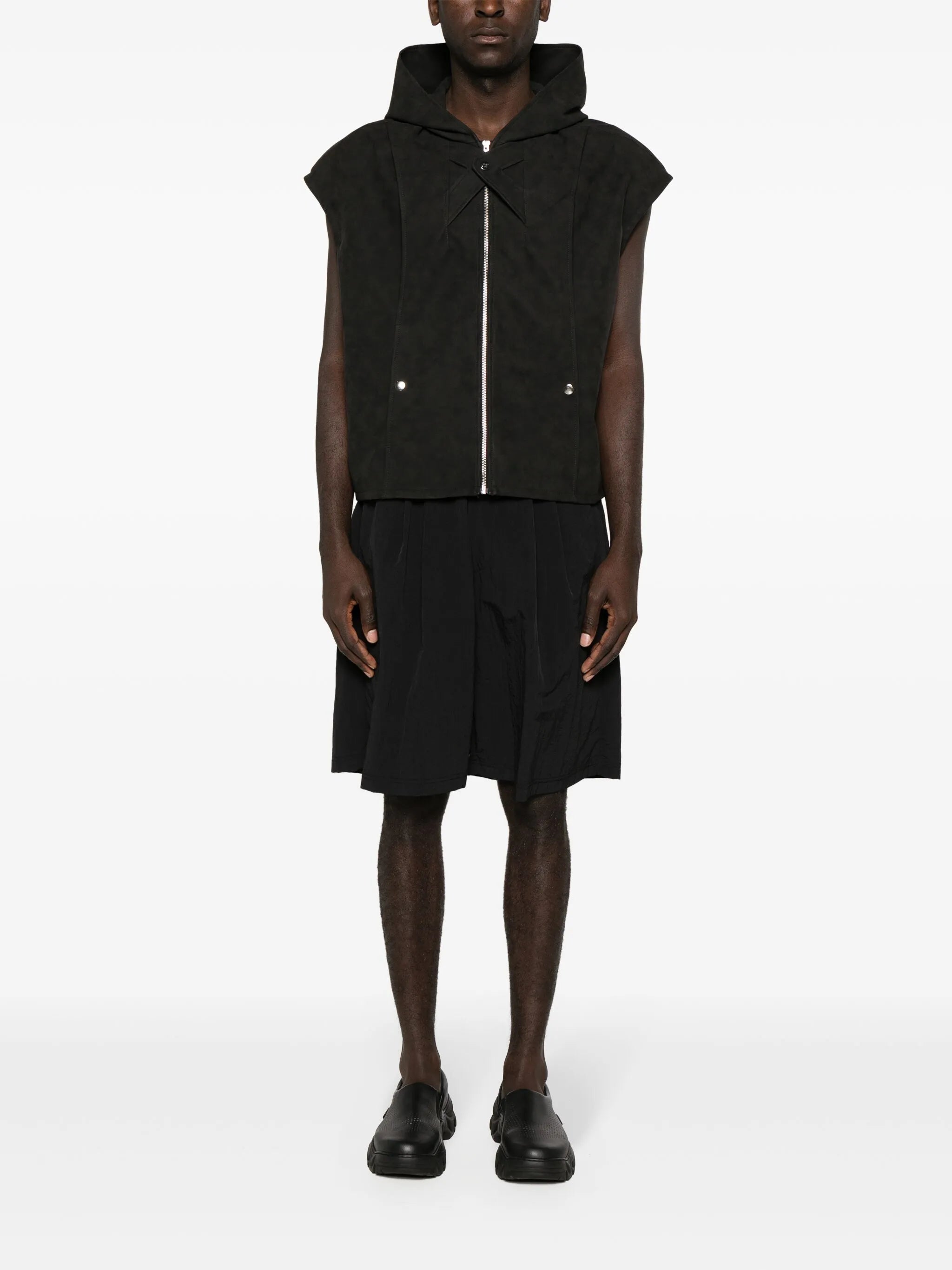 Jukebox sleeveless hooded jacket