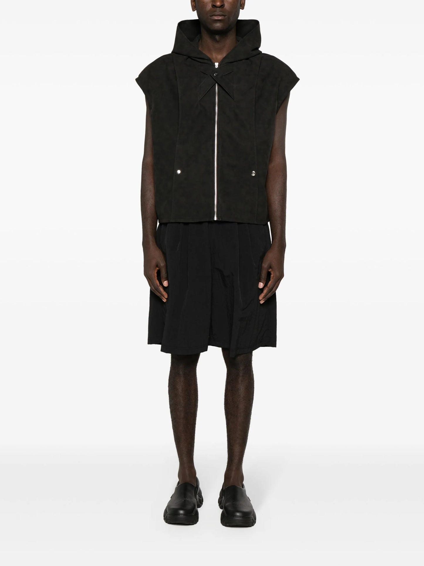 Jukebox sleeveless hooded jacket