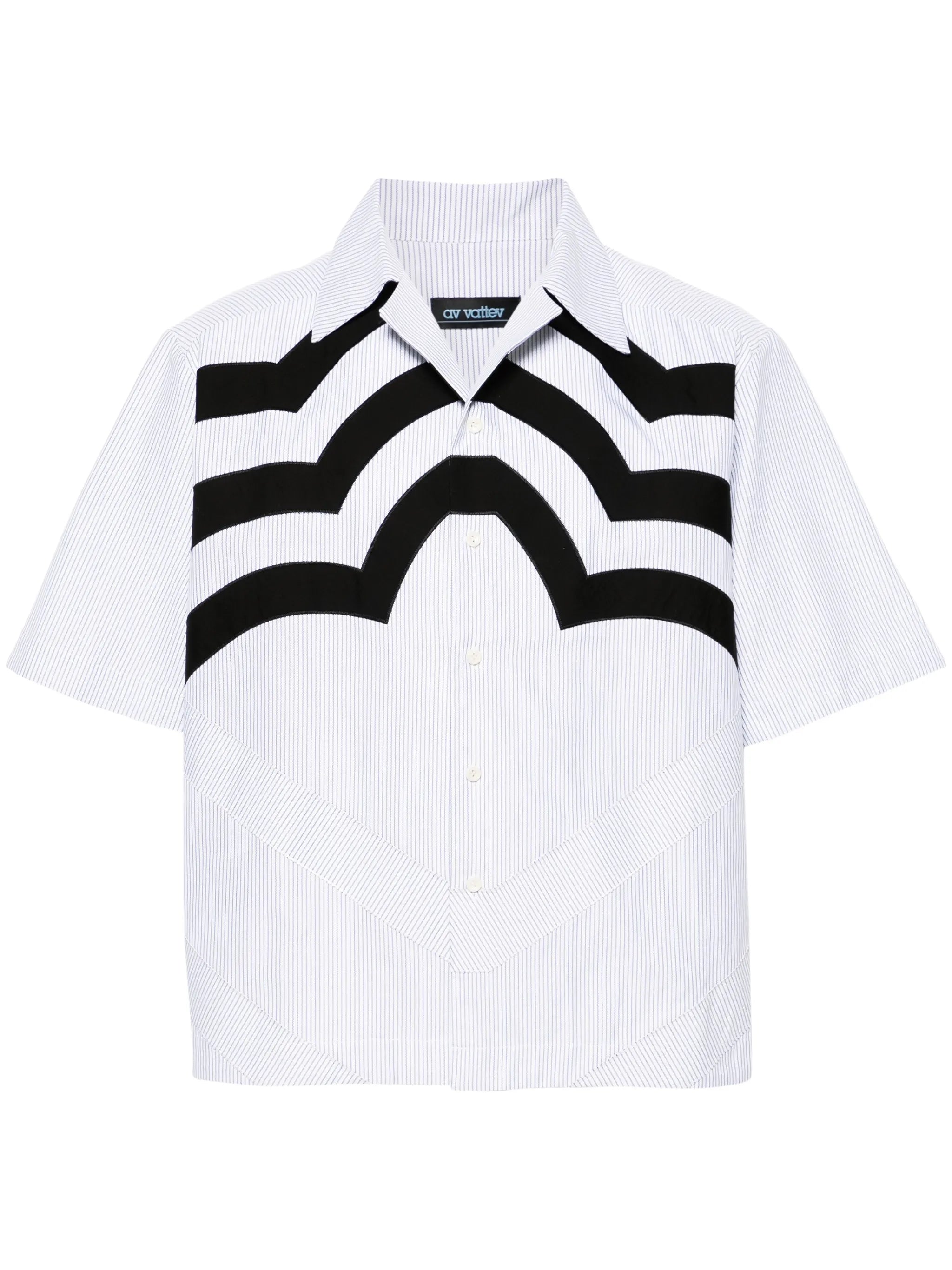 striped short-sleeve cotton shirt