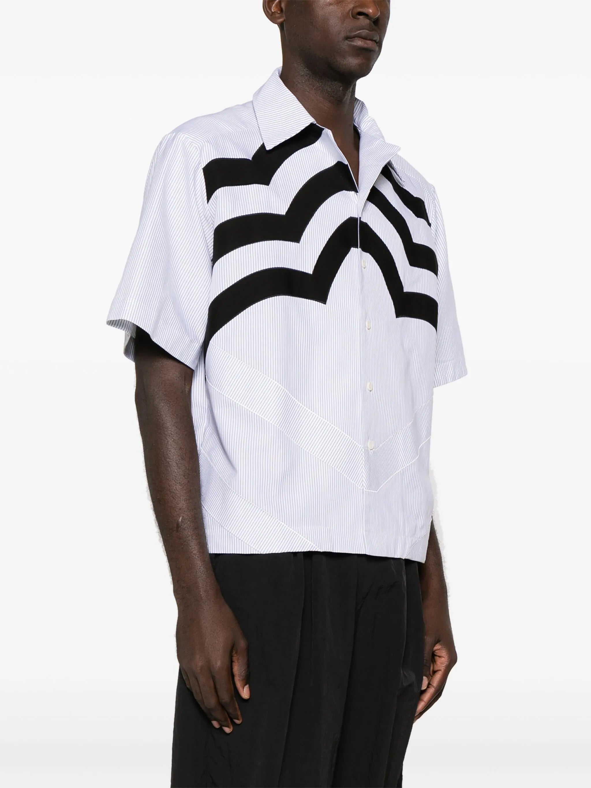 striped short-sleeve cotton shirt