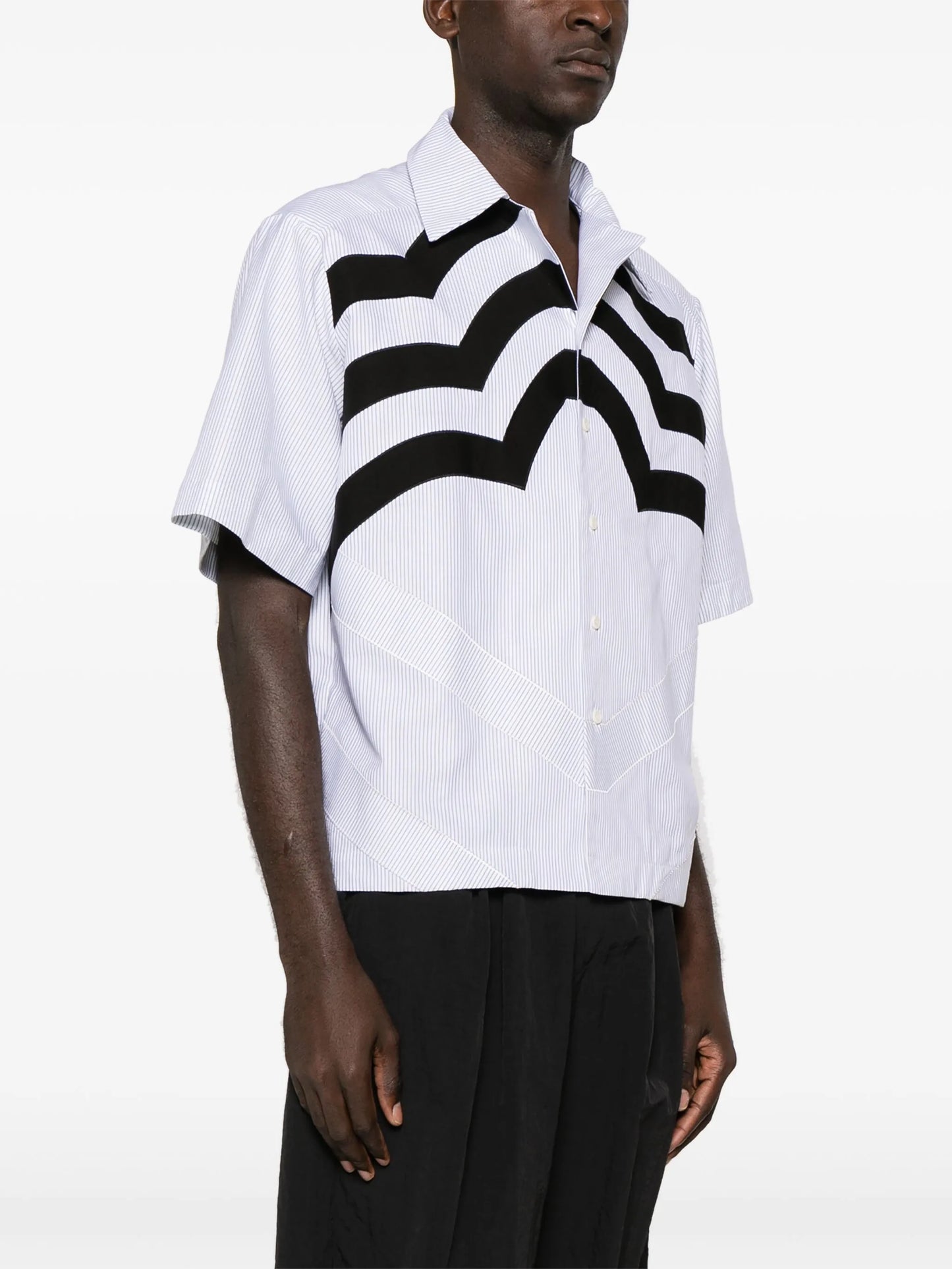 striped short-sleeve cotton shirt