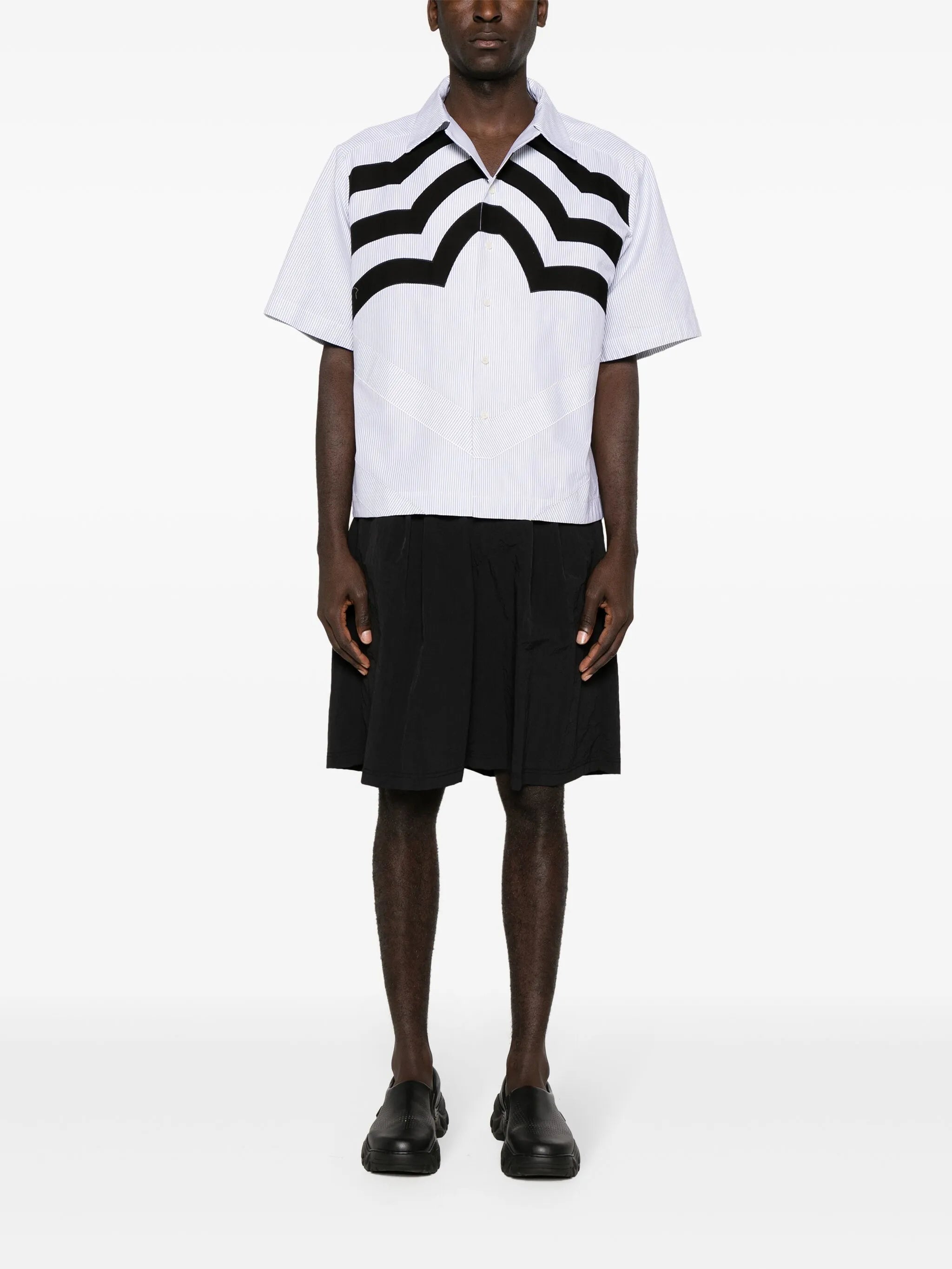 striped short-sleeve cotton shirt