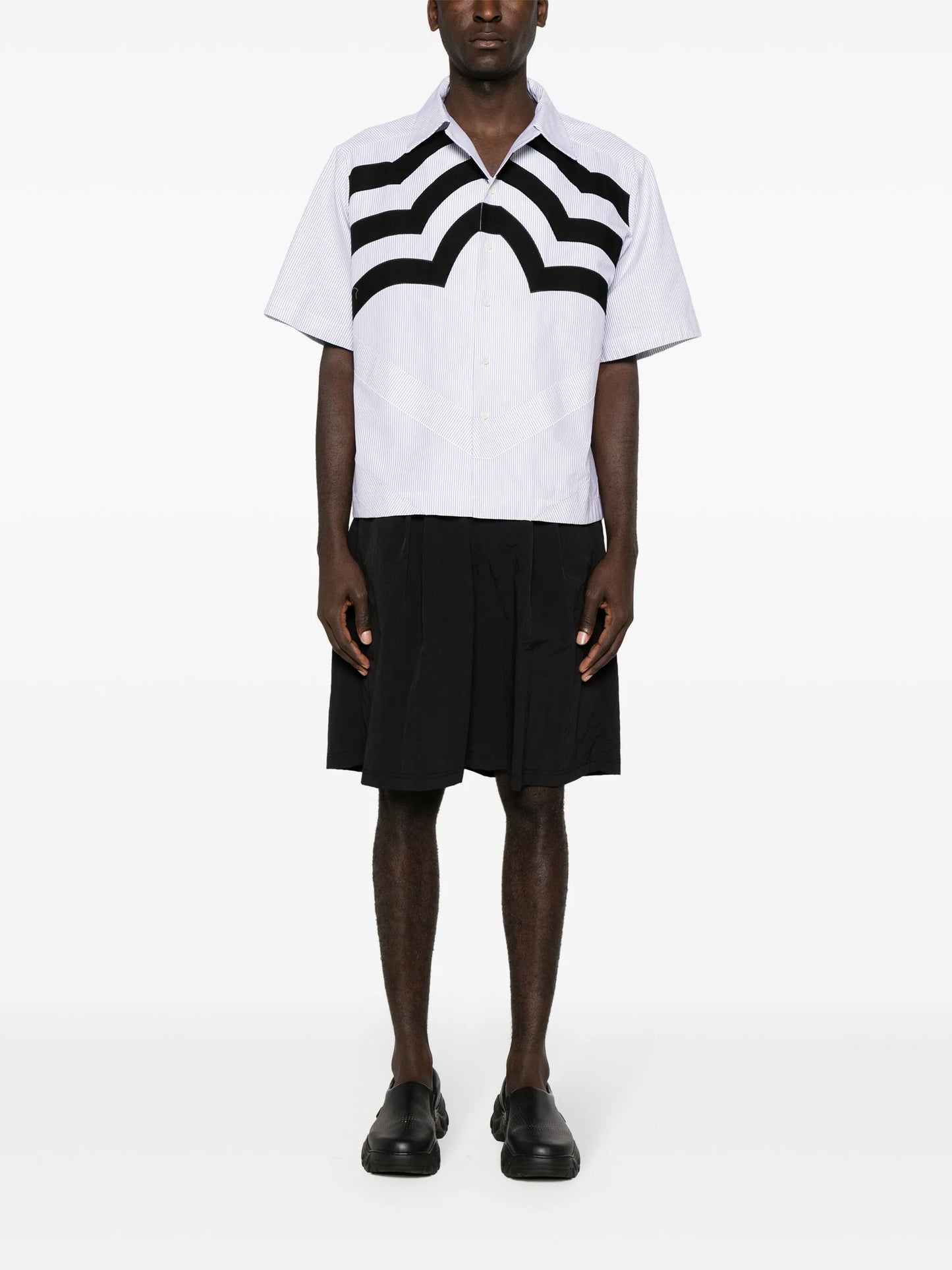 striped short-sleeve cotton shirt