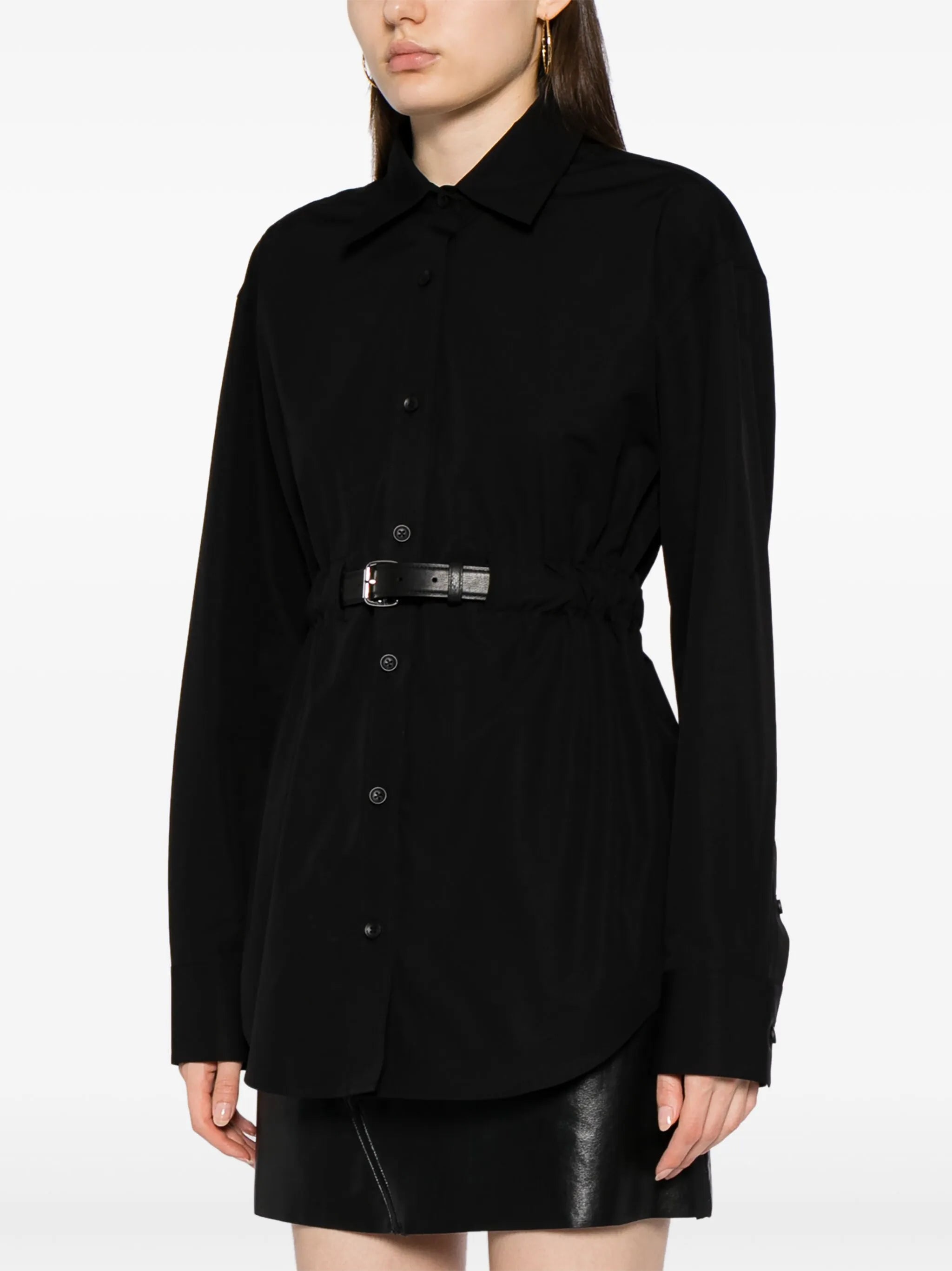 belted cotton tunic shirt