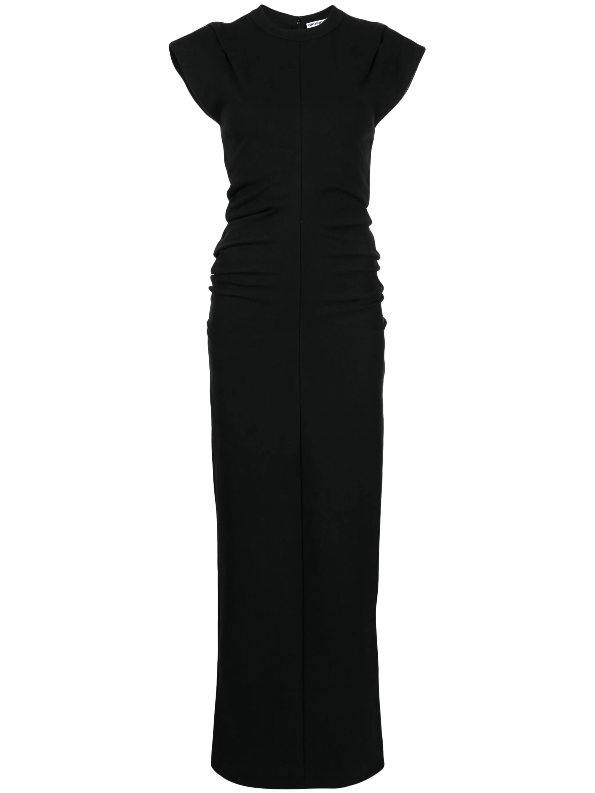 ribbed draped-detail long dress