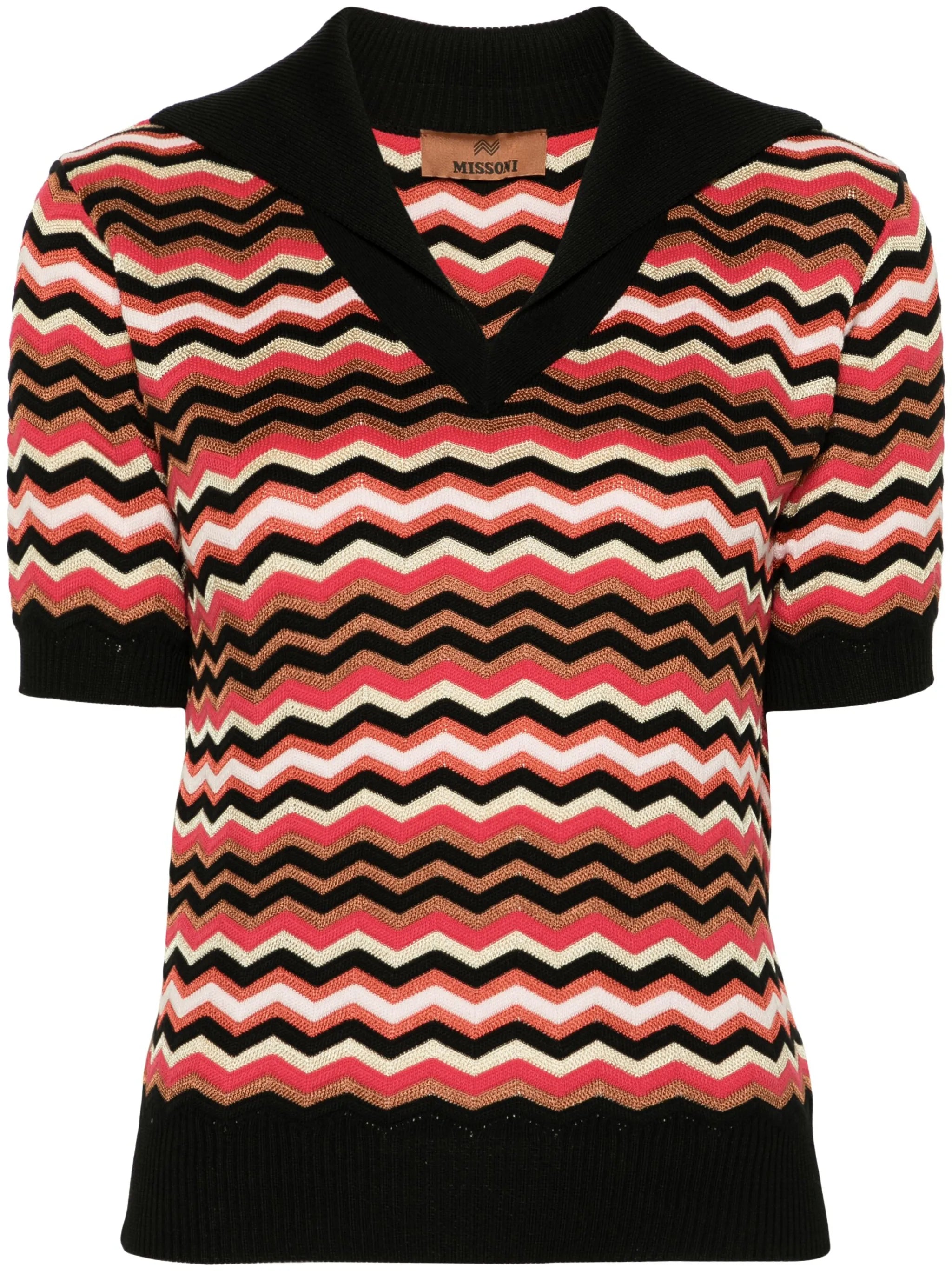 zigzag-print fine-knit top