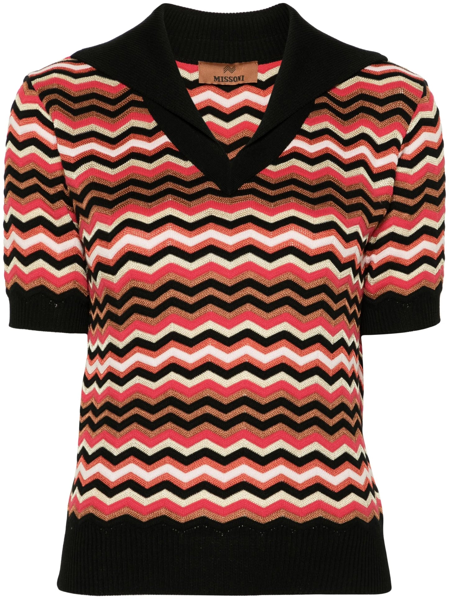 zigzag-print fine-knit top