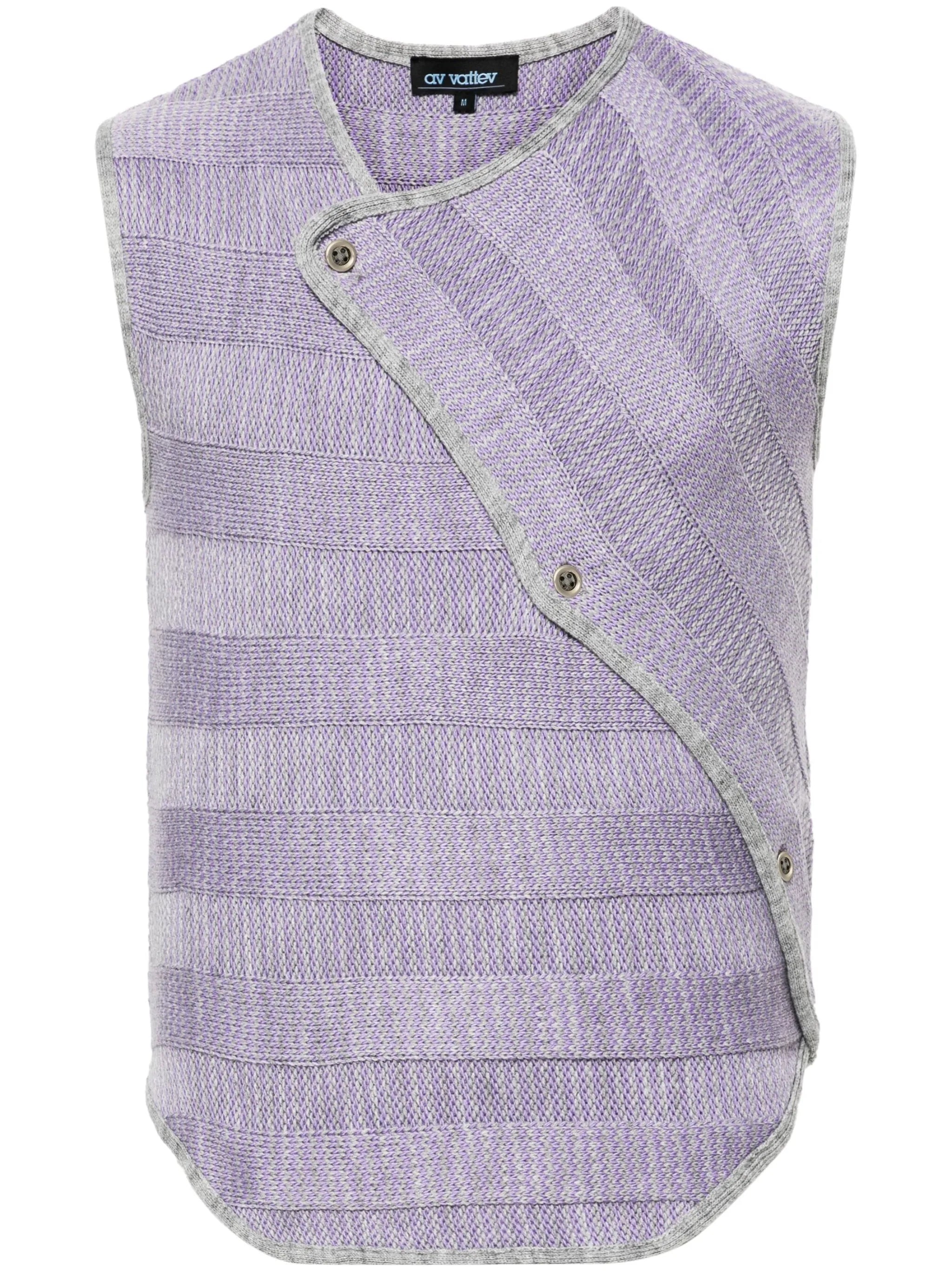 striped asymmetric-neck vest