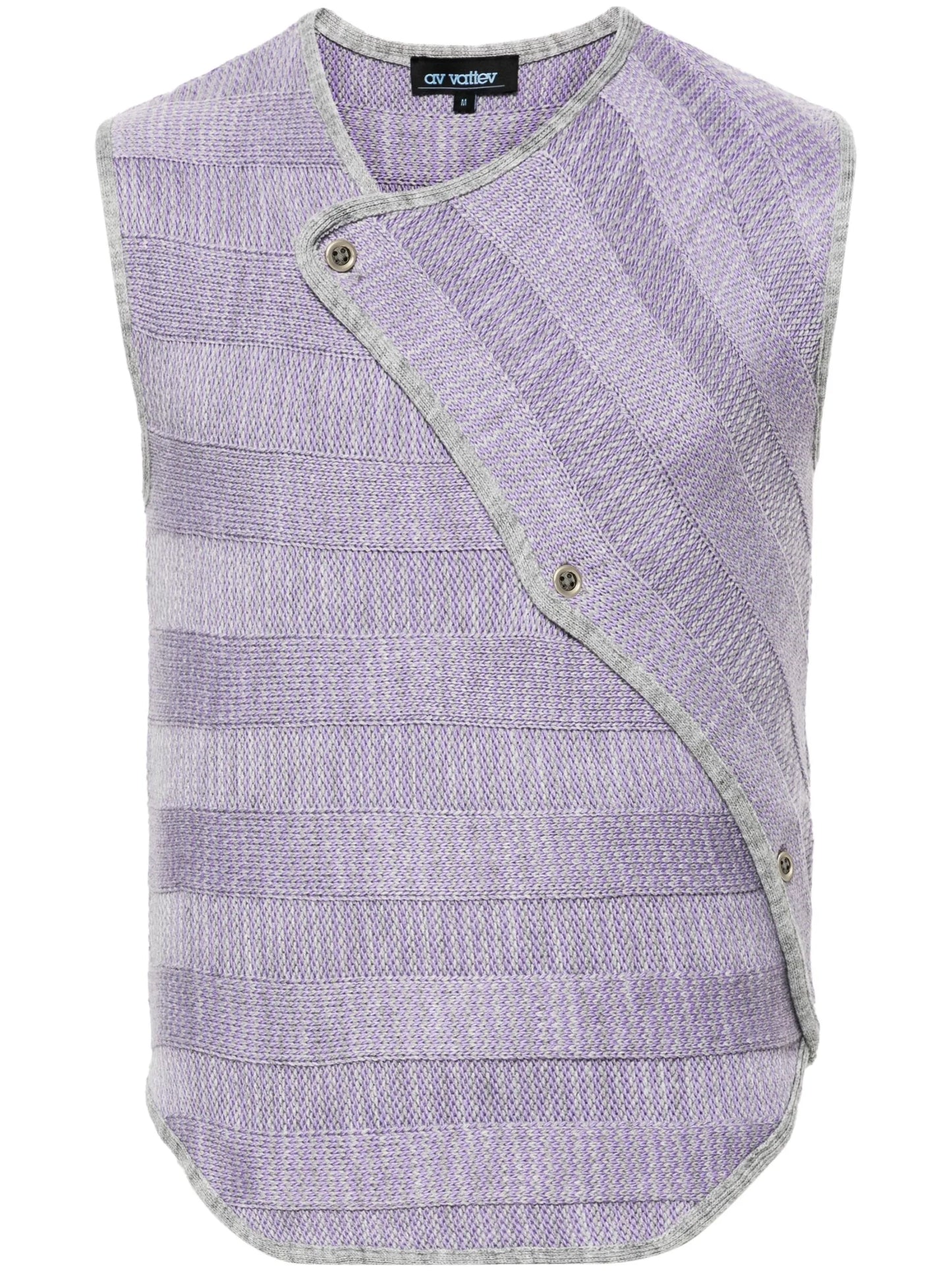 striped asymmetric-neck vest