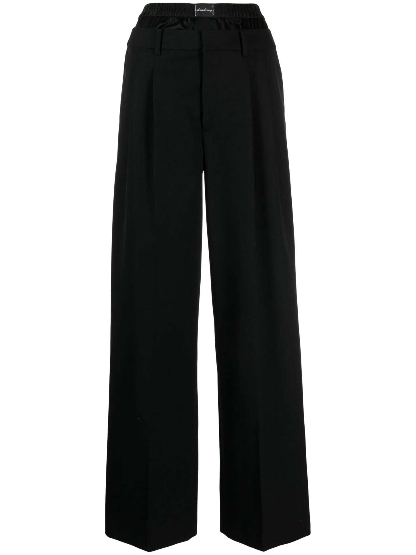 layered-design wool trousers