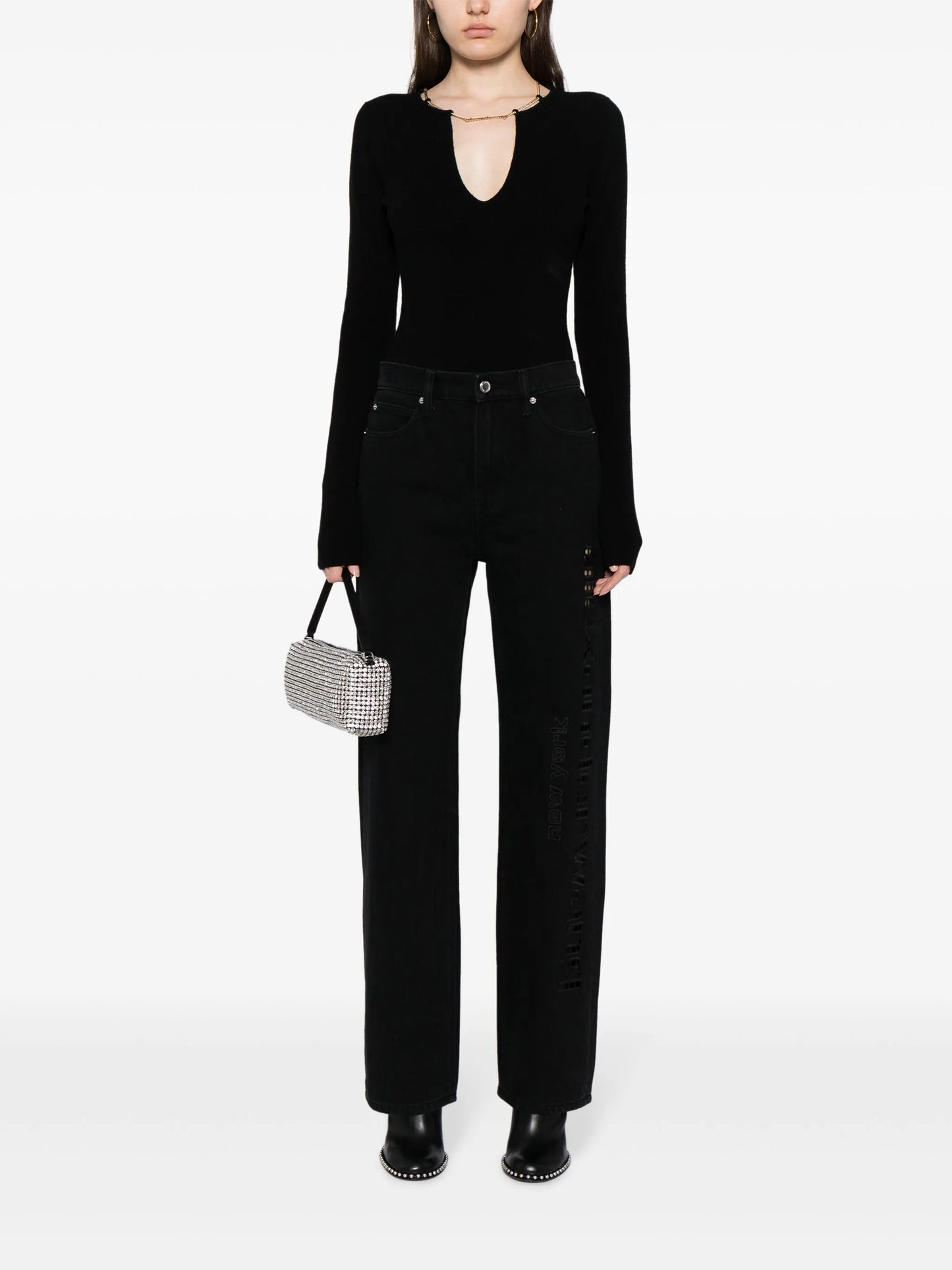 EZ embroidered straight-leg trousers