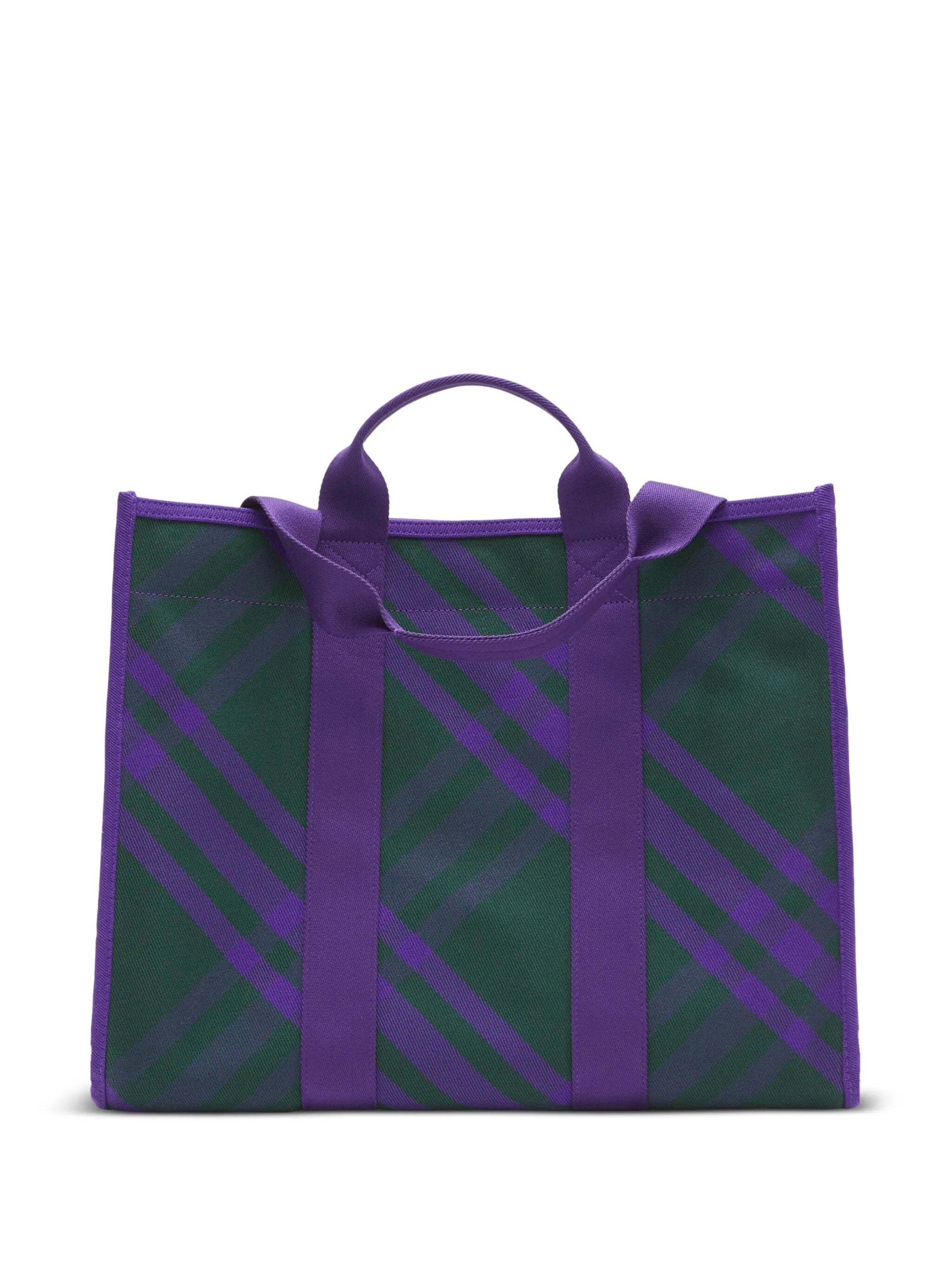 check-pattern leather tote bag