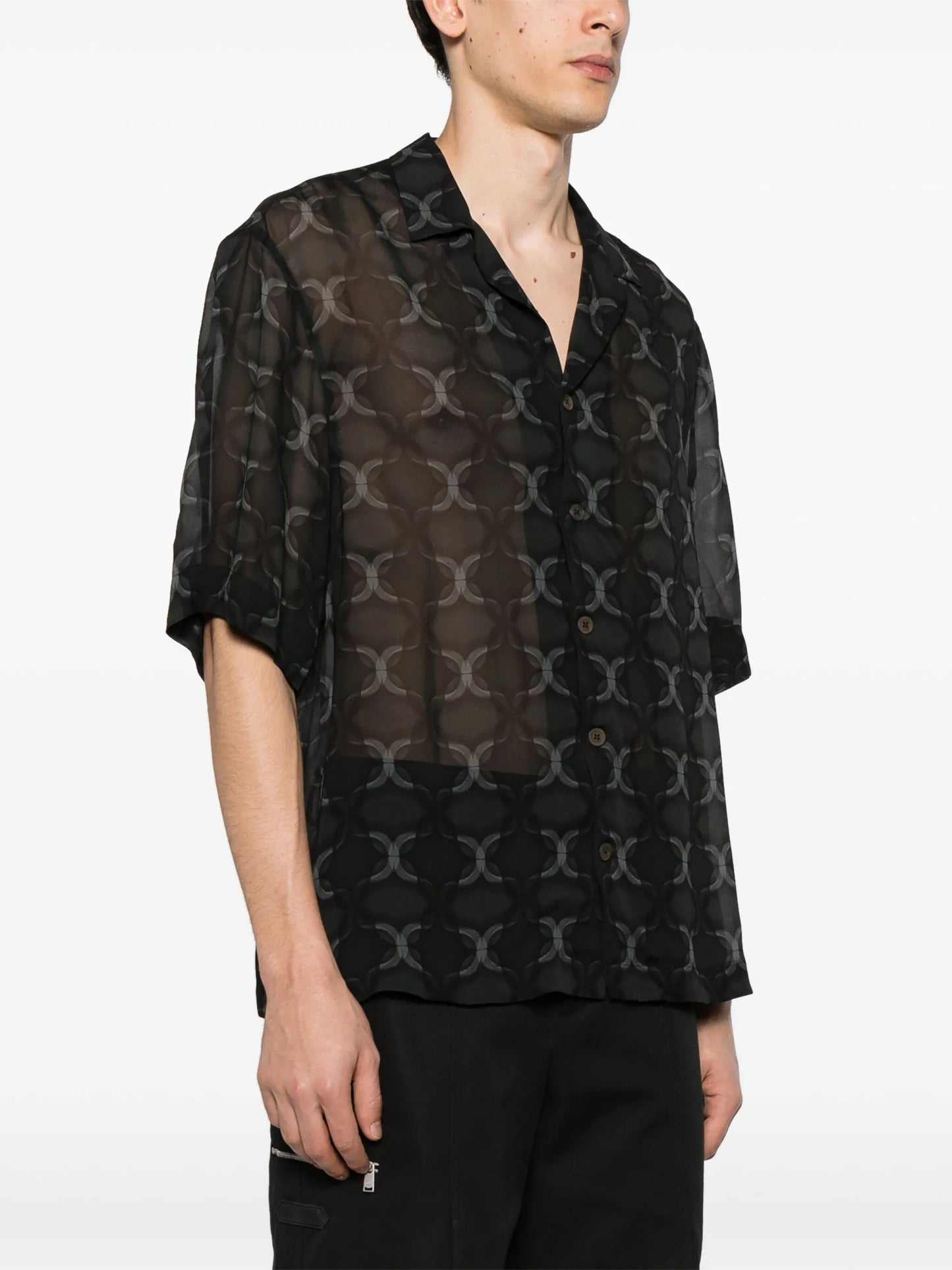 Cassi geometric-print crepe shirt