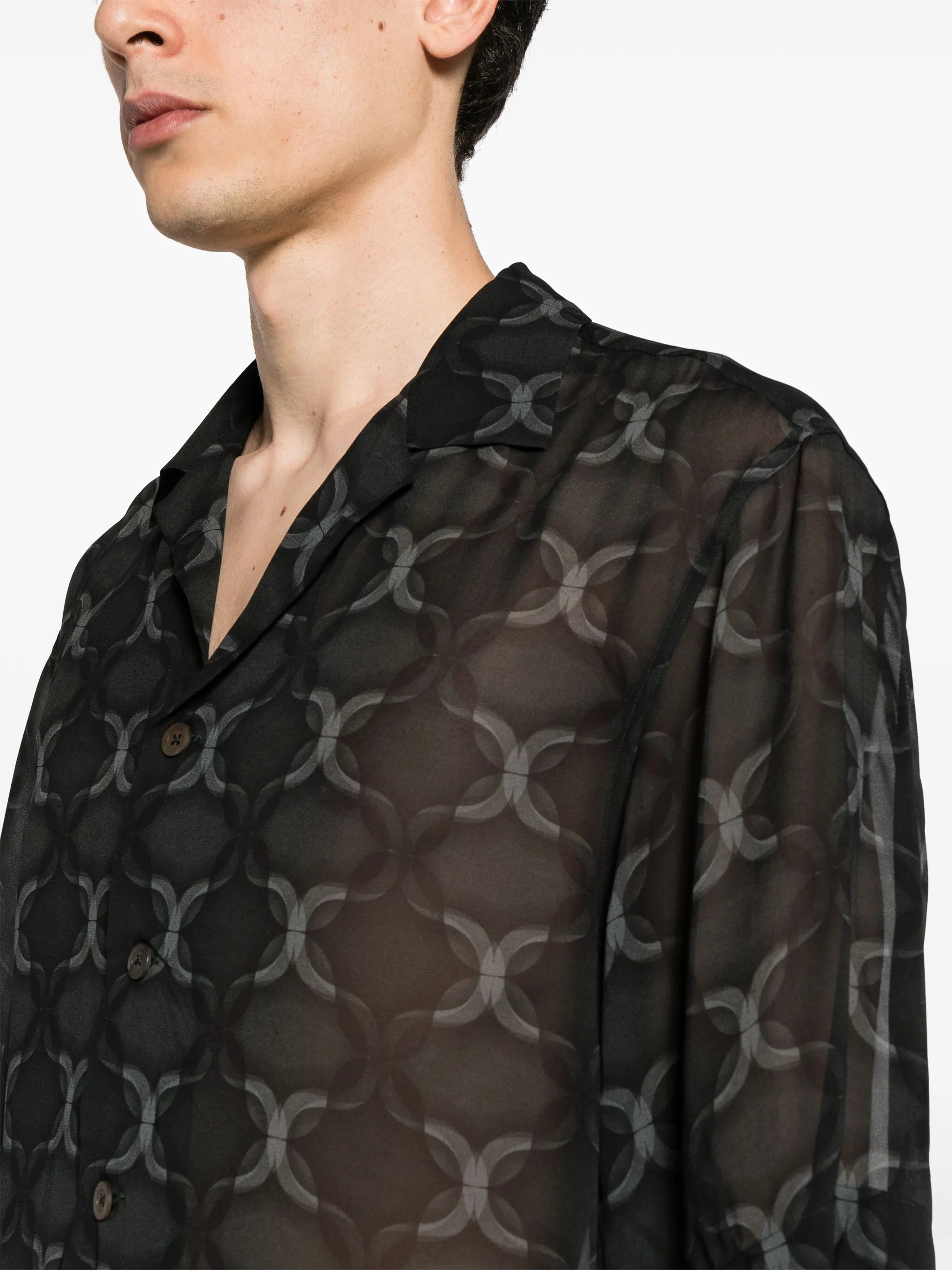 Cassi geometric-print crepe shirt