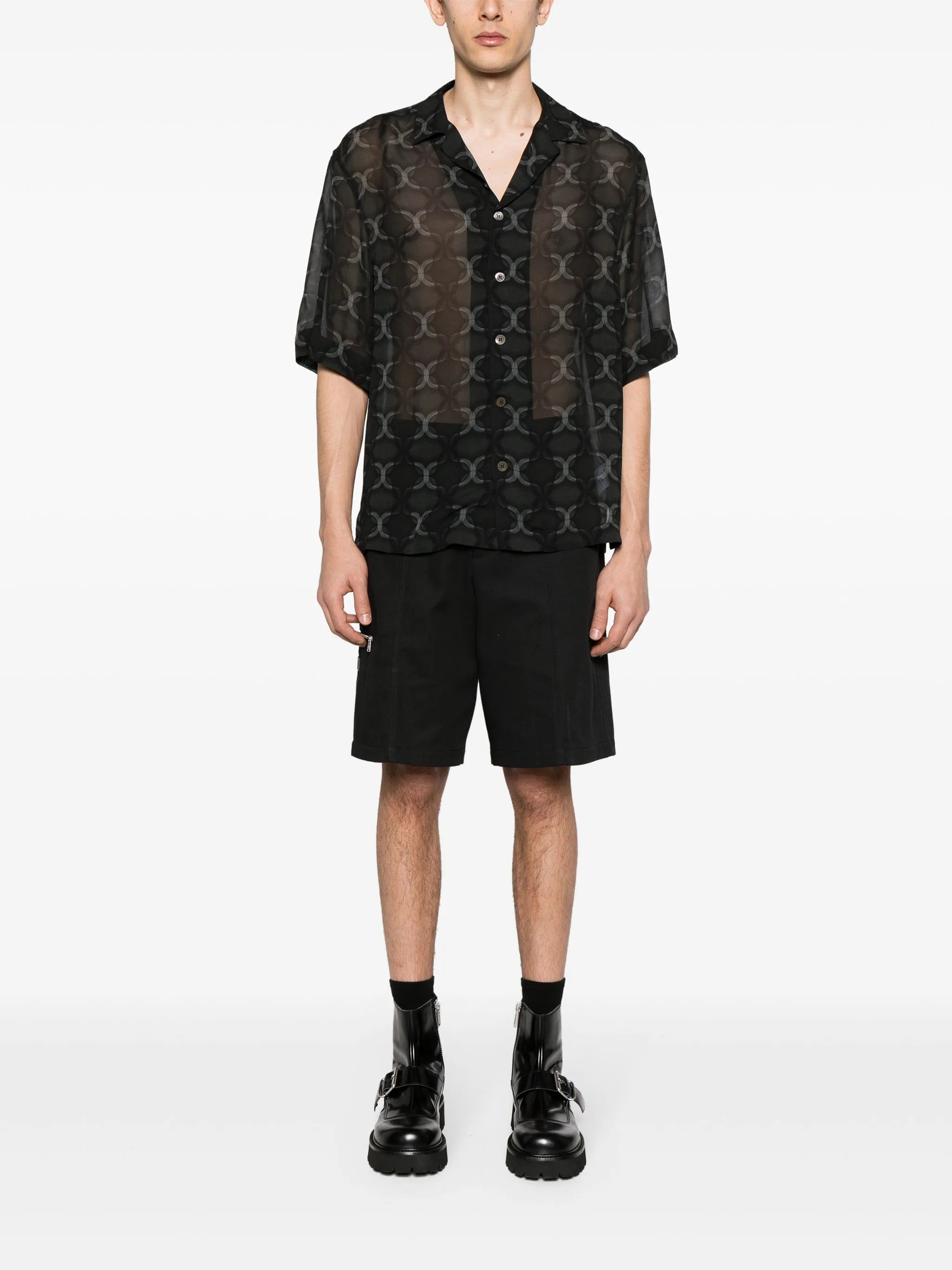 Cassi geometric-print crepe shirt