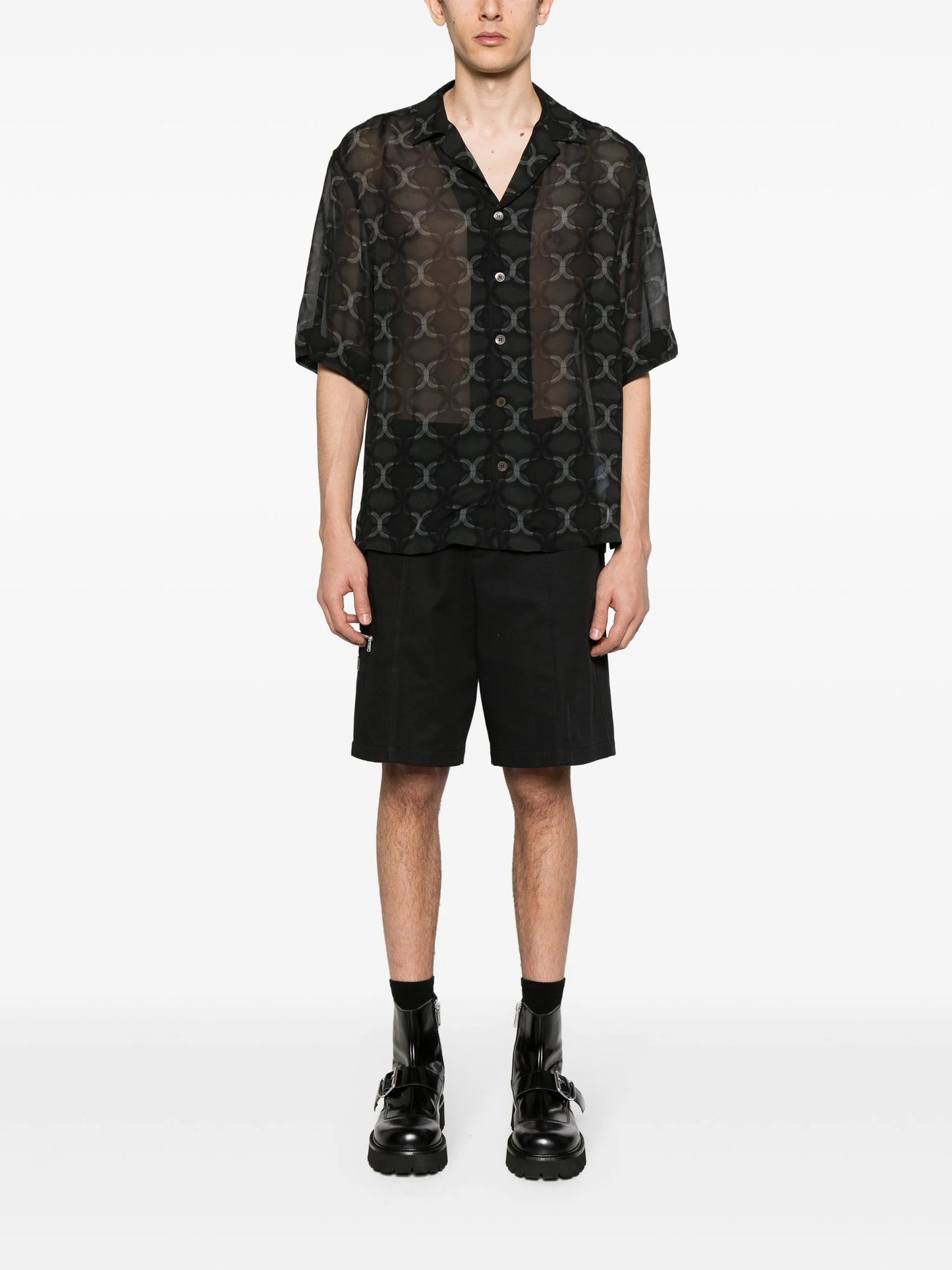 Cassi geometric-print crepe shirt