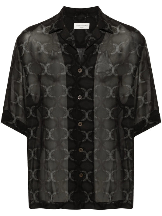 Cassi geometric-print crepe shirt