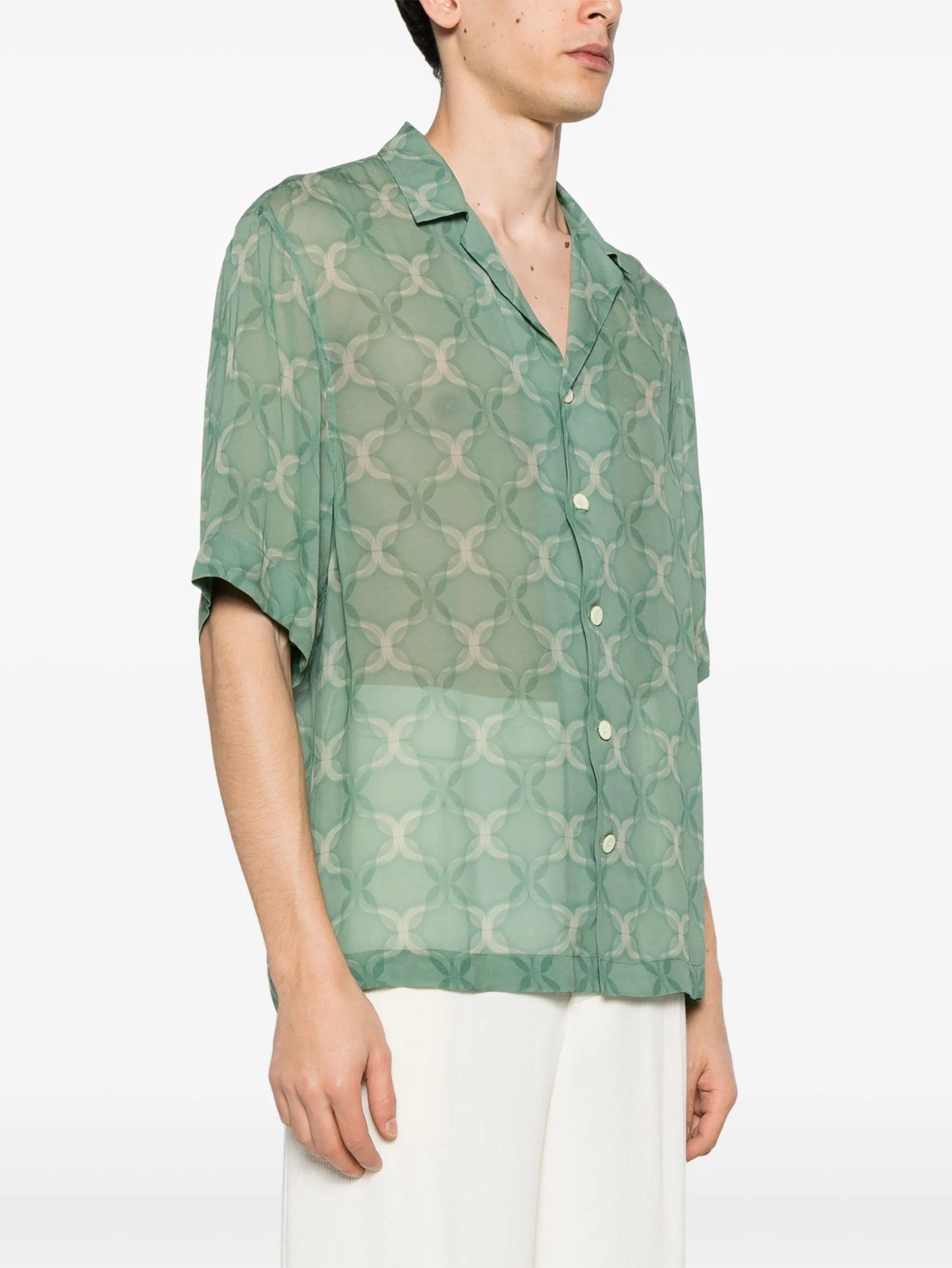 Cassi geometric-print crepe shirt