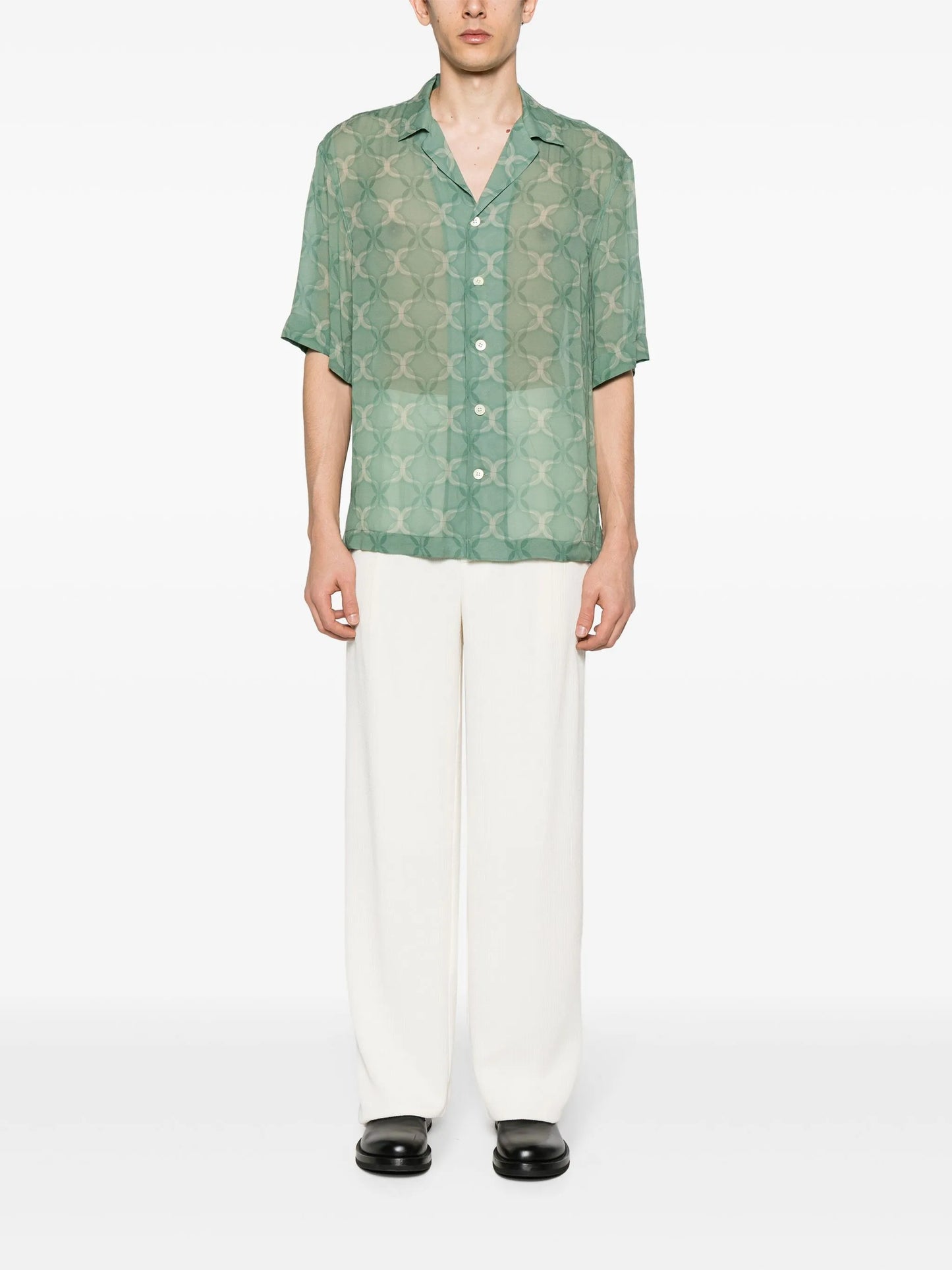 Cassi geometric-print crepe shirt