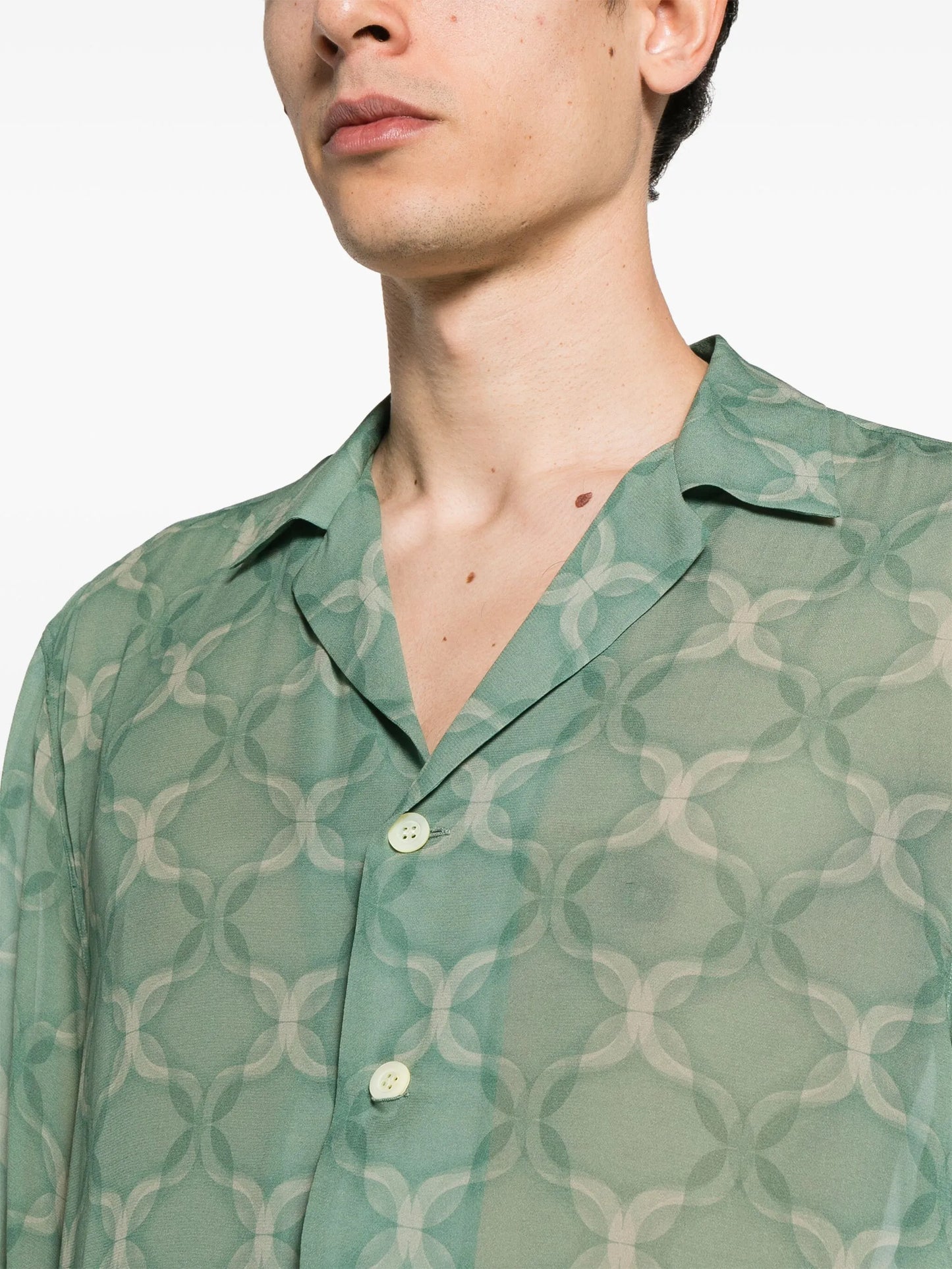 Cassi geometric-print crepe shirt