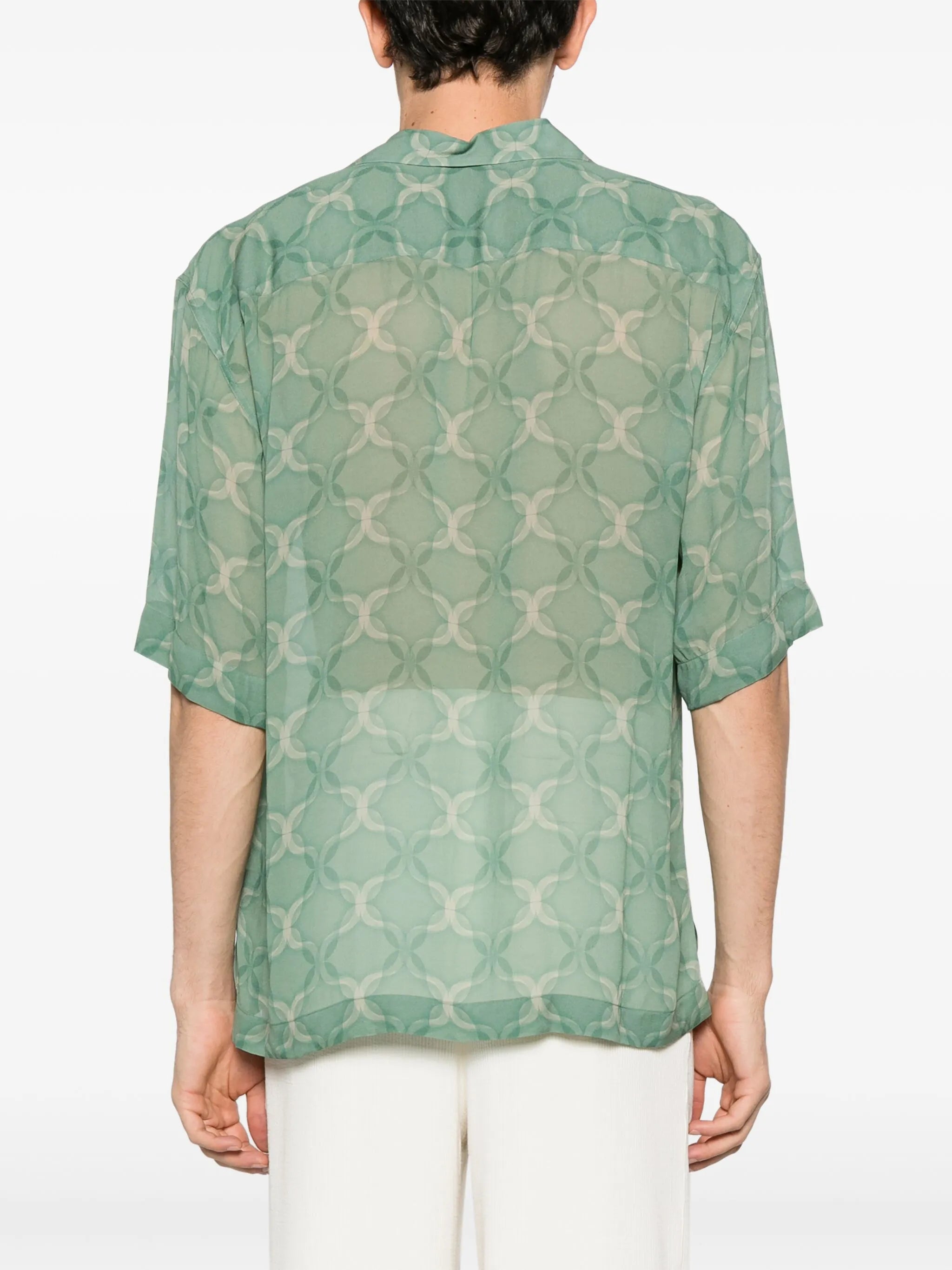 Cassi geometric-print crepe shirt