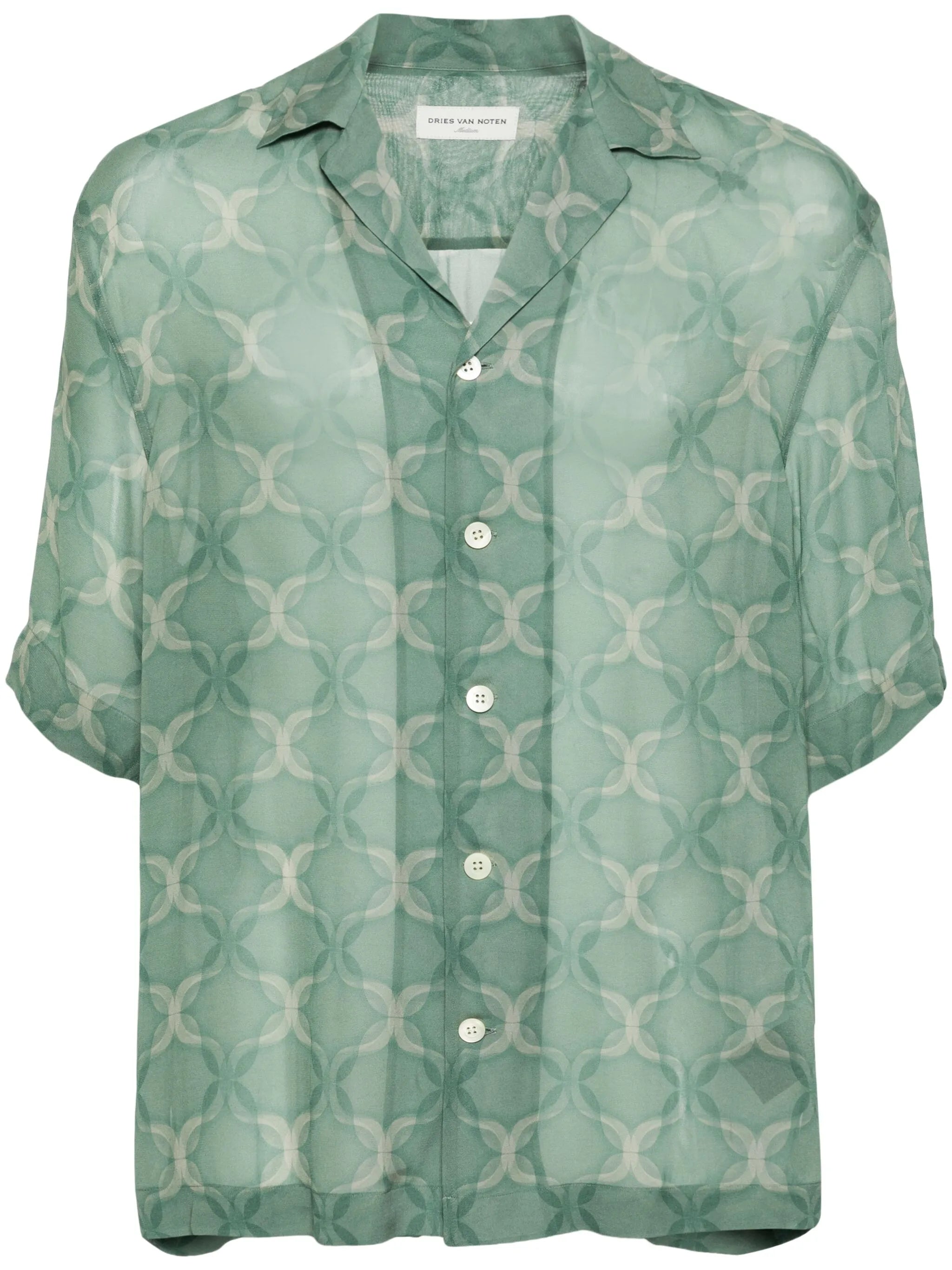 Cassi geometric-print crepe shirt