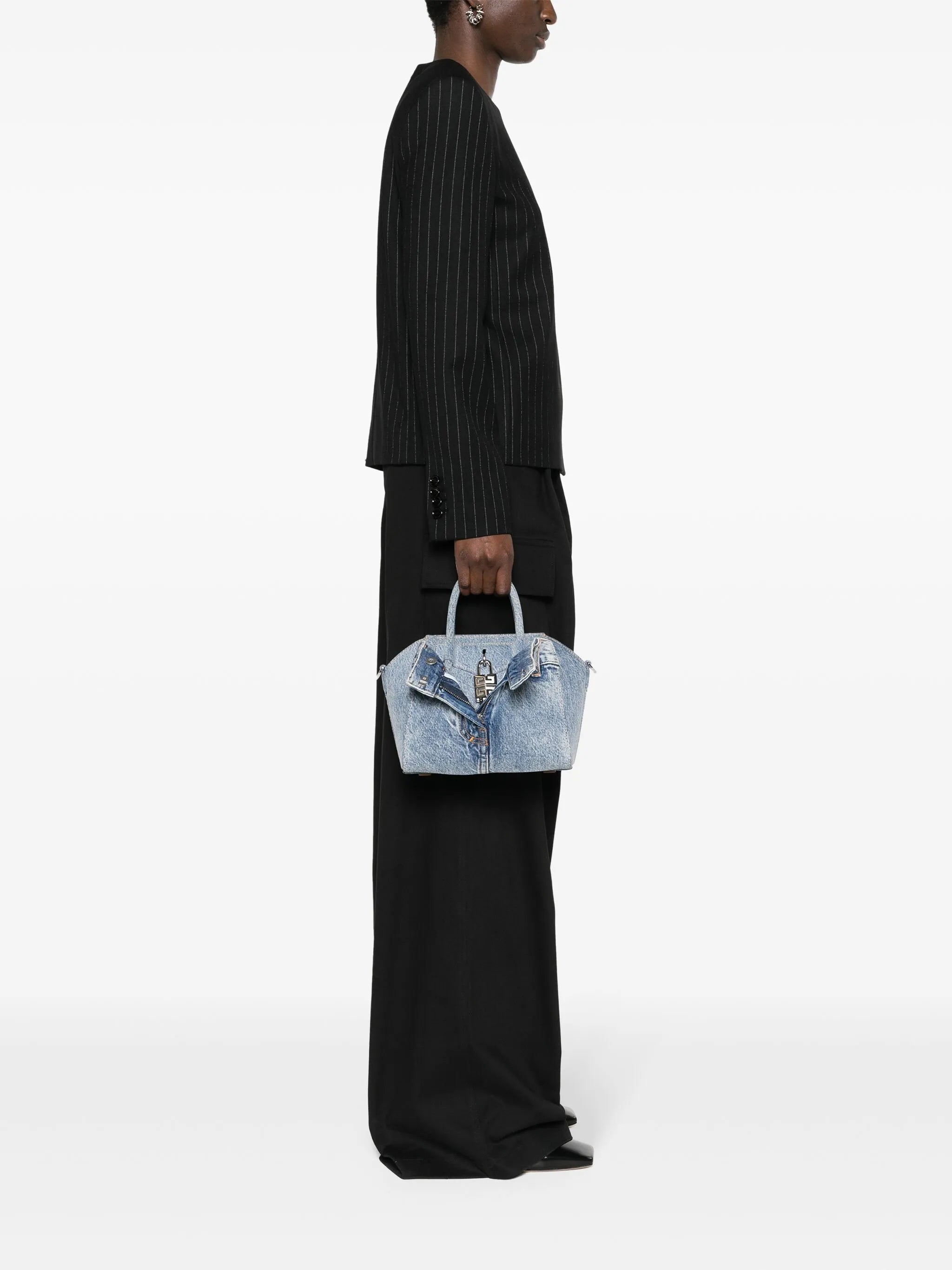 mini Antigona Lock denim tote bag