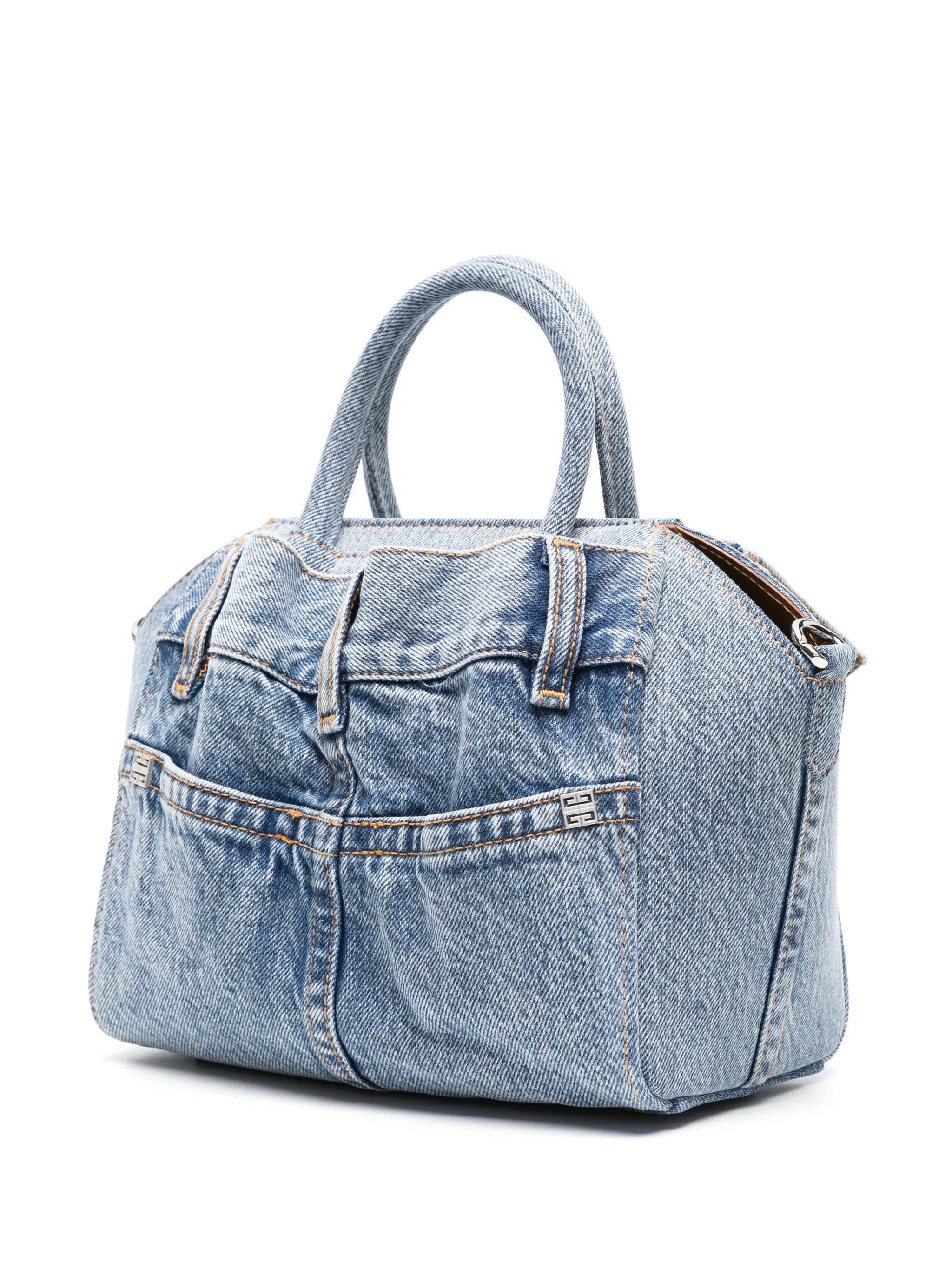 mini Antigona Lock denim tote bag