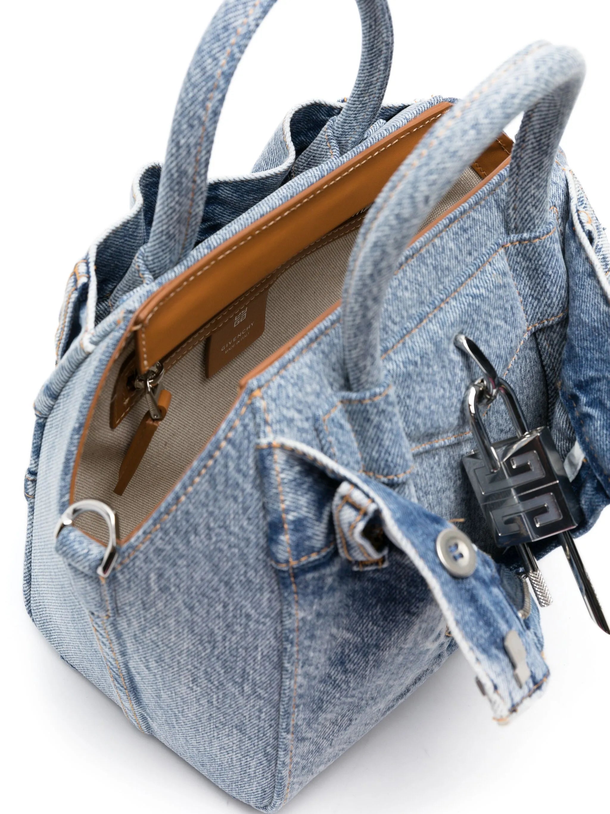 mini Antigona Lock denim tote bag