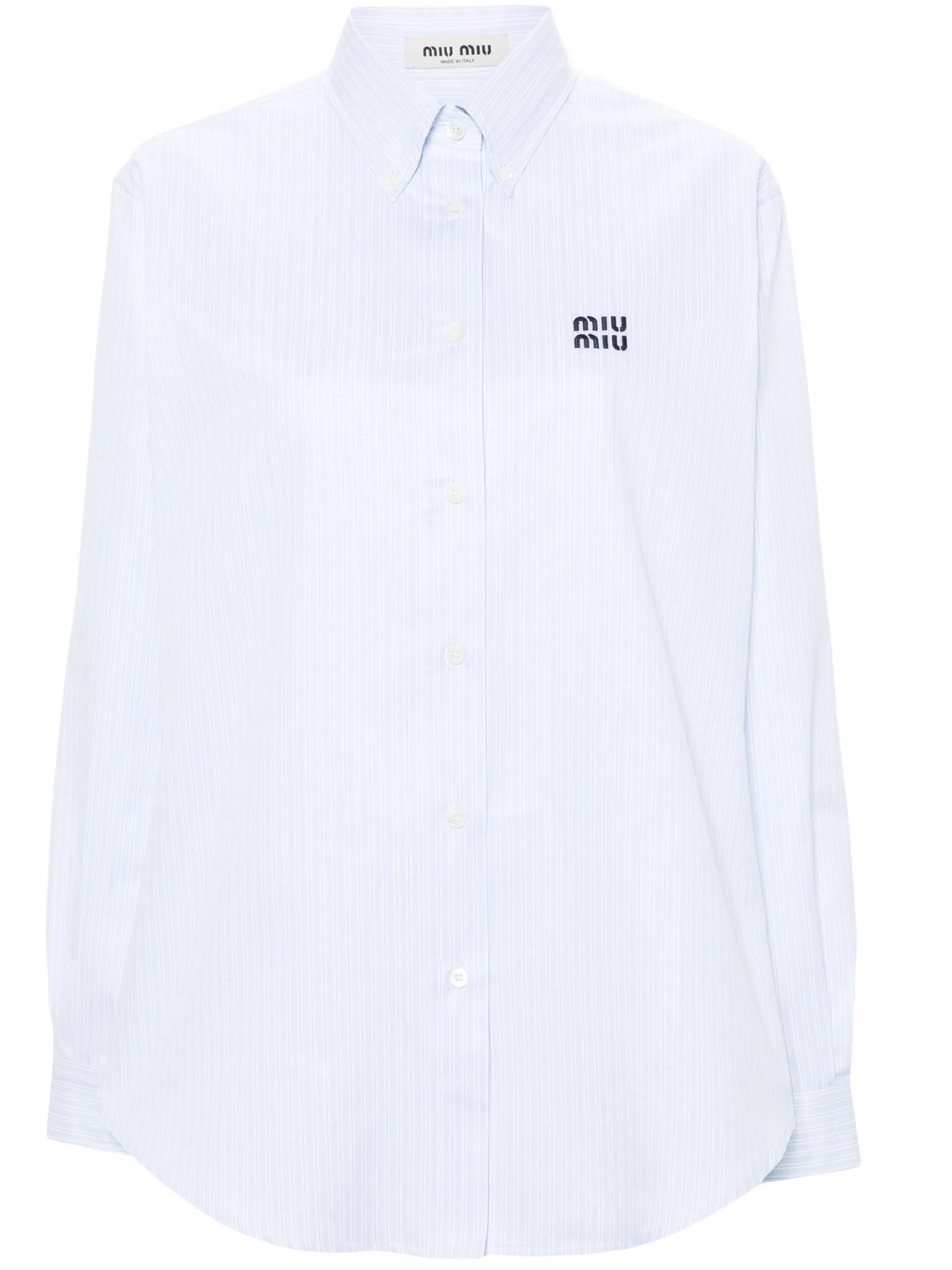 logo-embroidered striped shirt