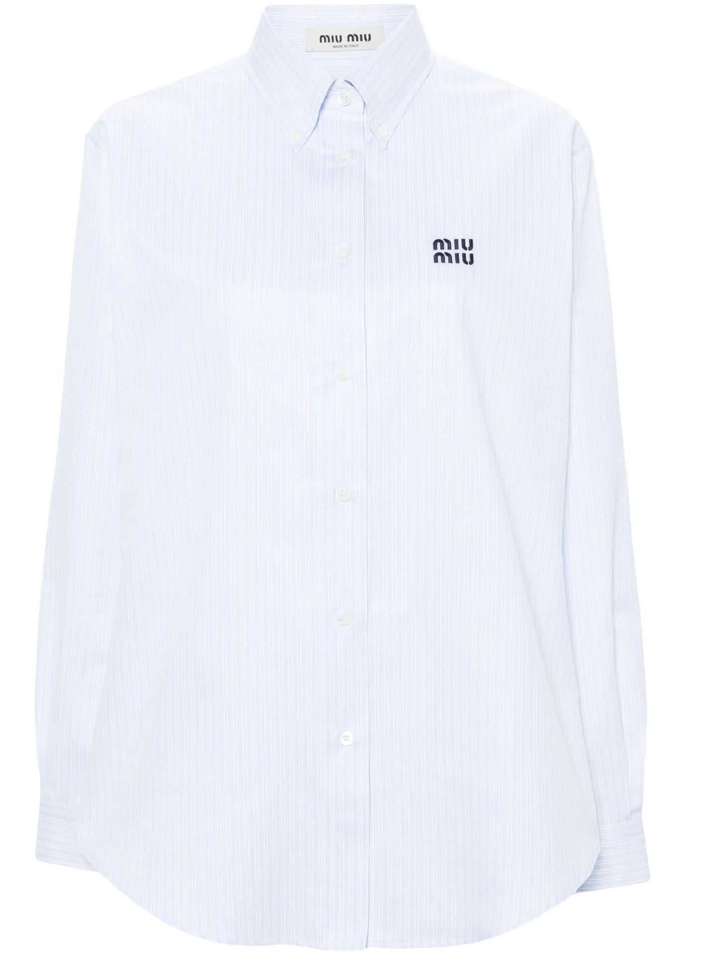 logo-embroidered striped shirt