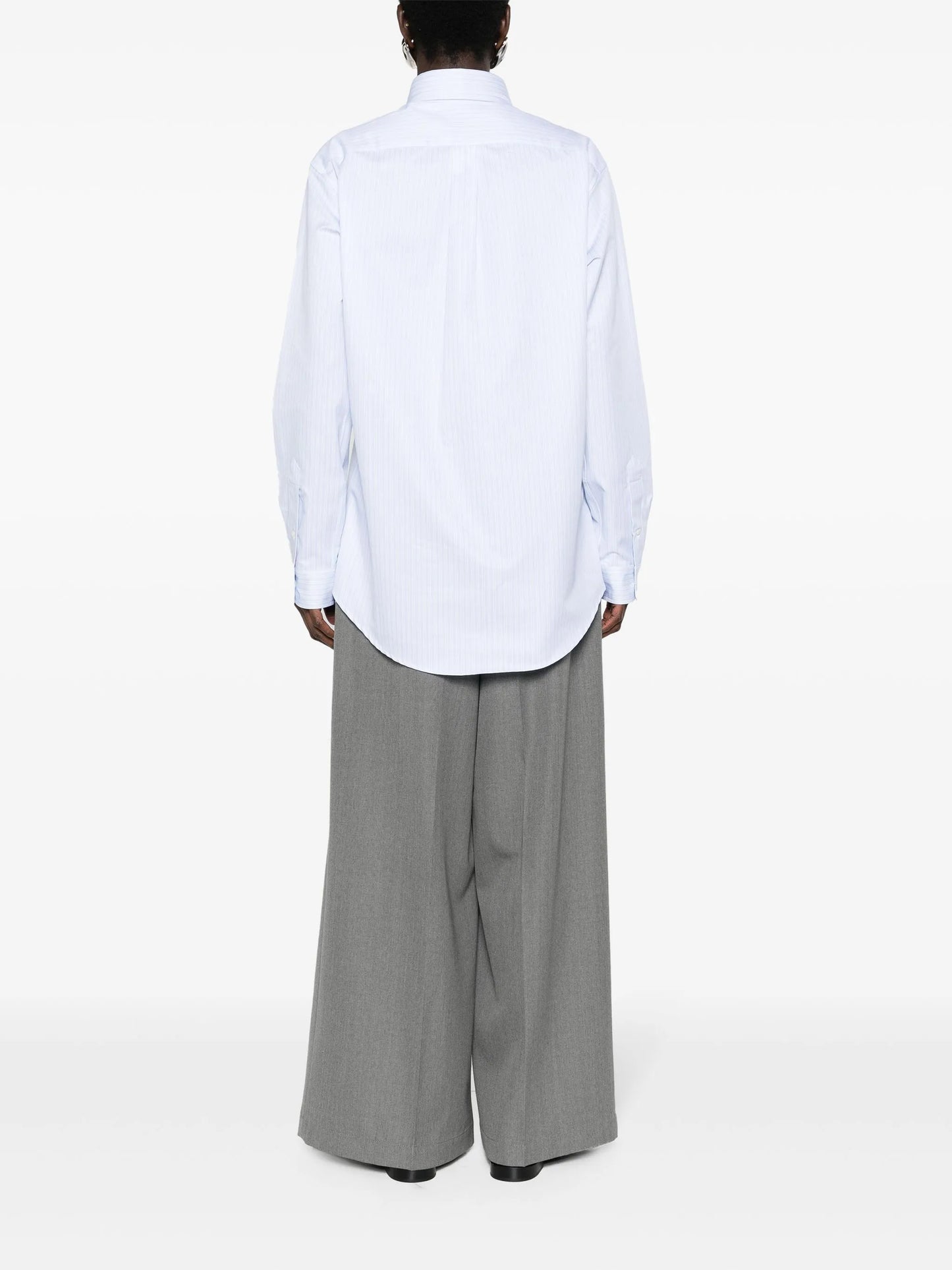 logo-embroidered striped shirt