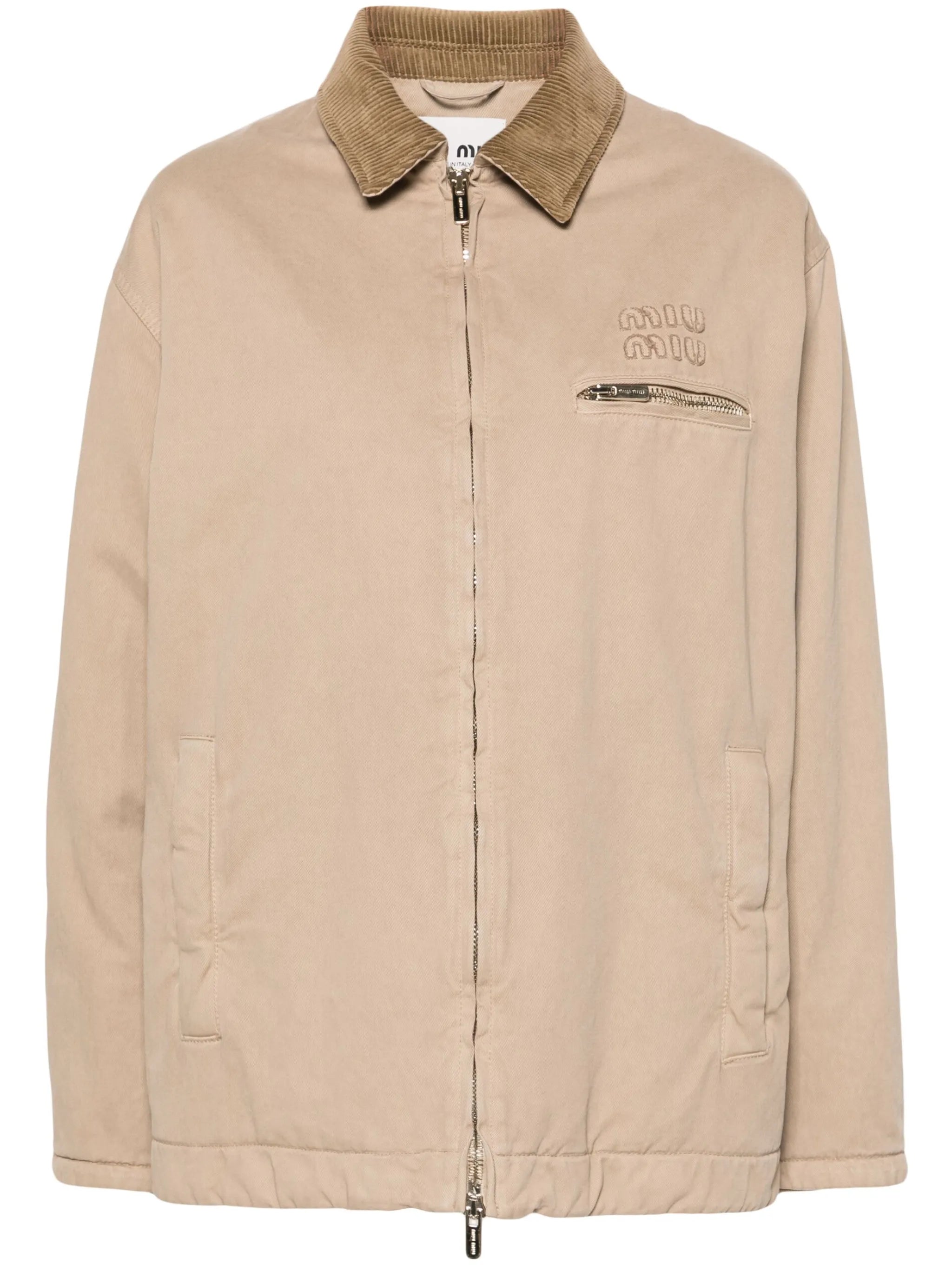 logo-patch cotton bomber jacket
