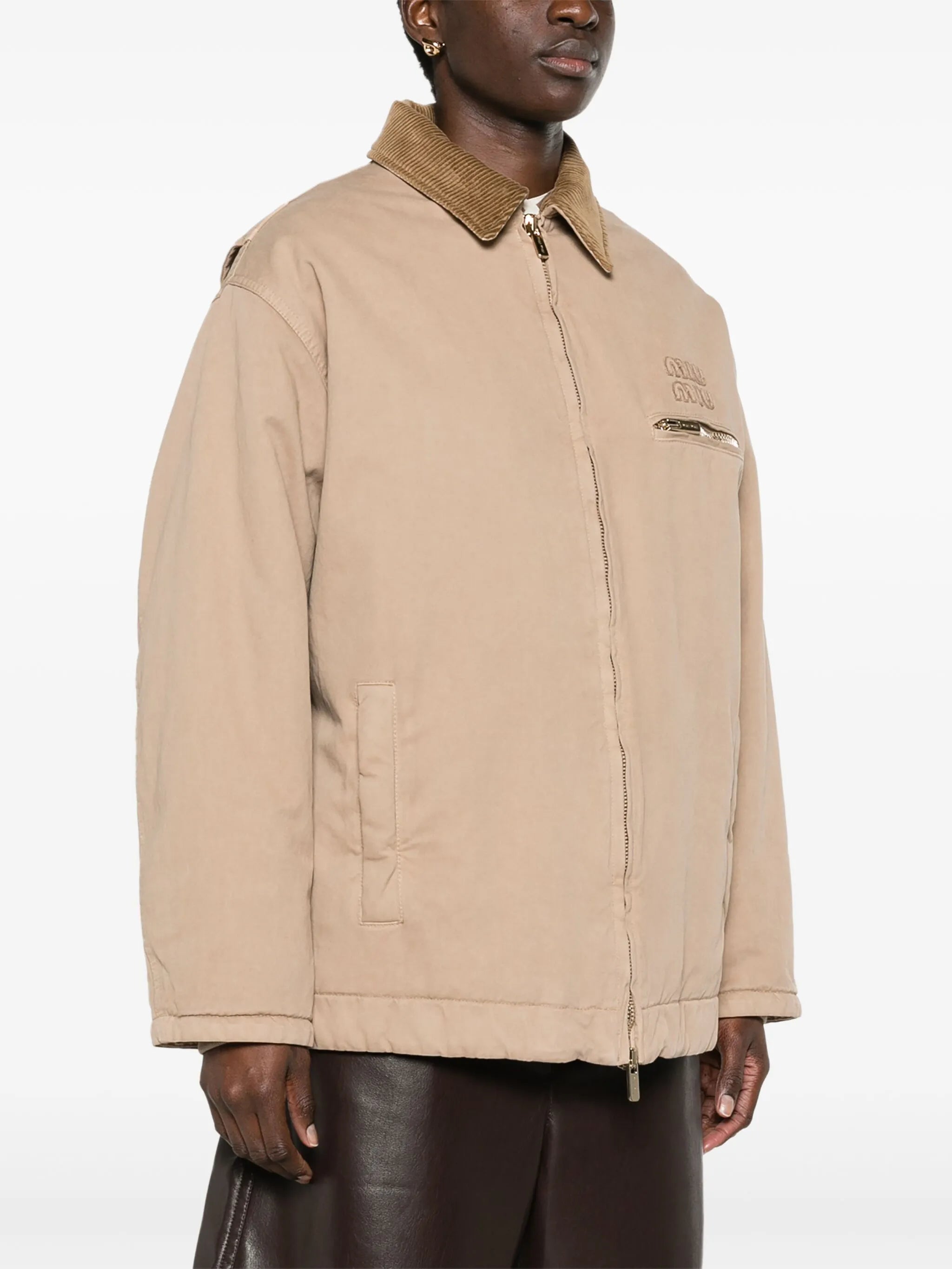 logo-patch cotton bomber jacket