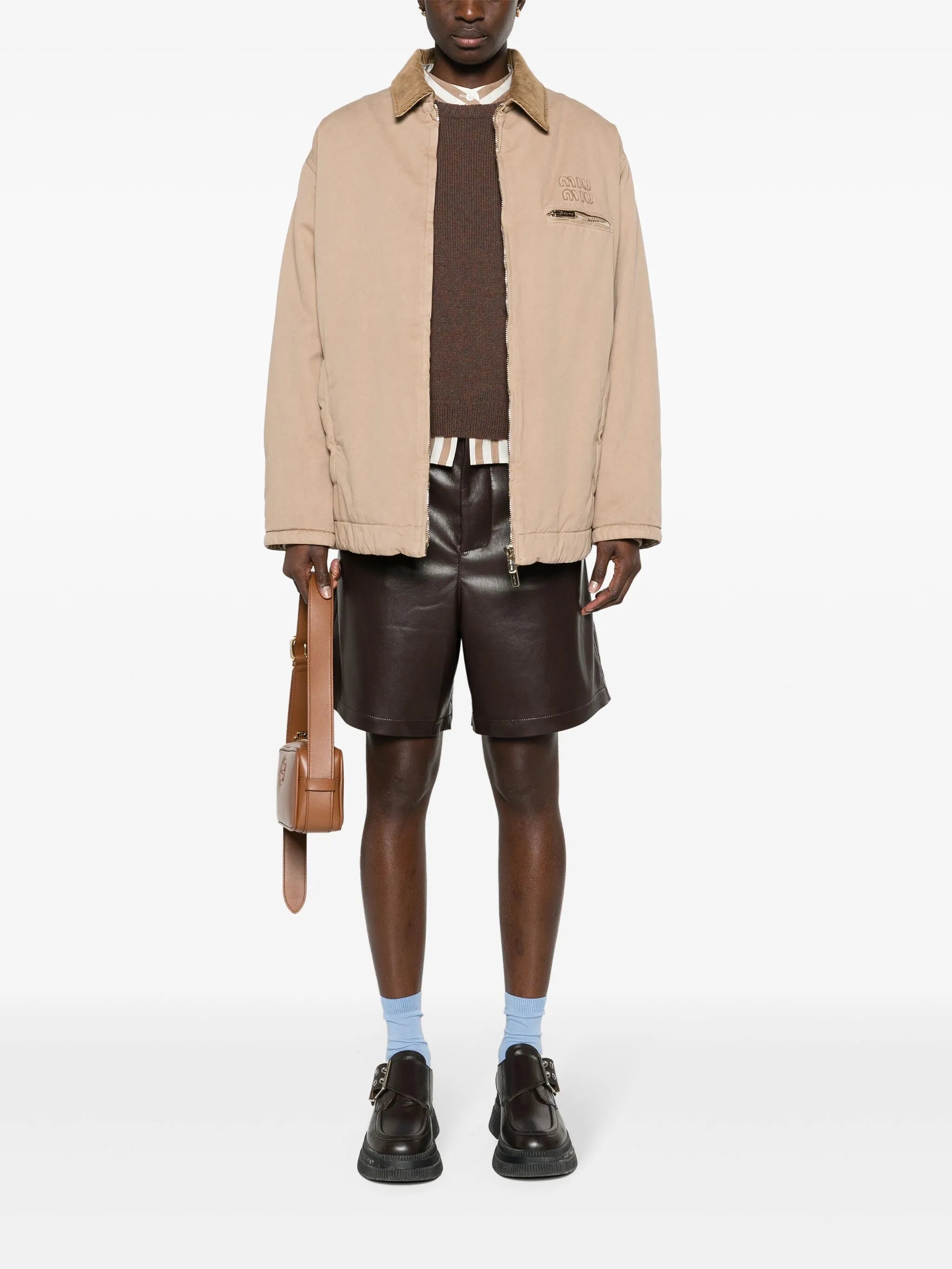 logo-patch cotton bomber jacket