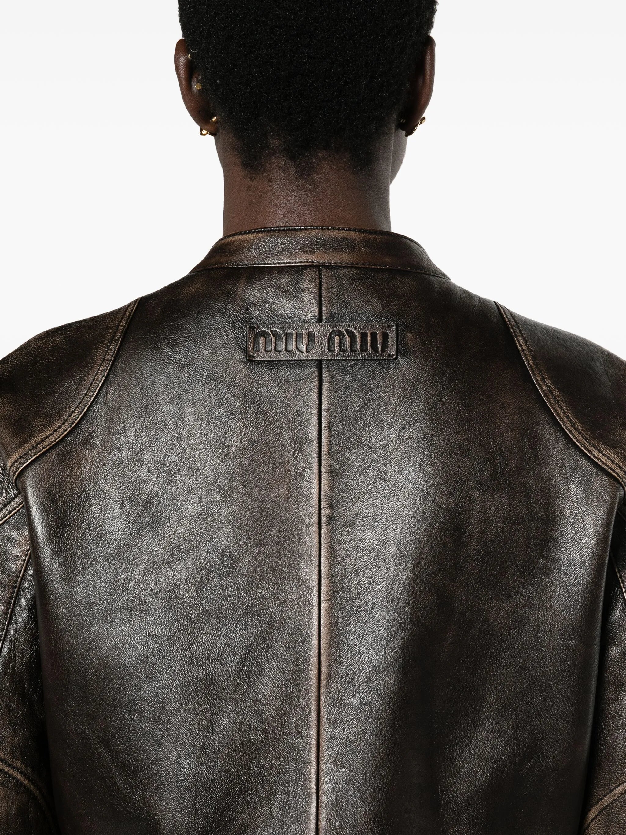 zipped cropped leather jacket