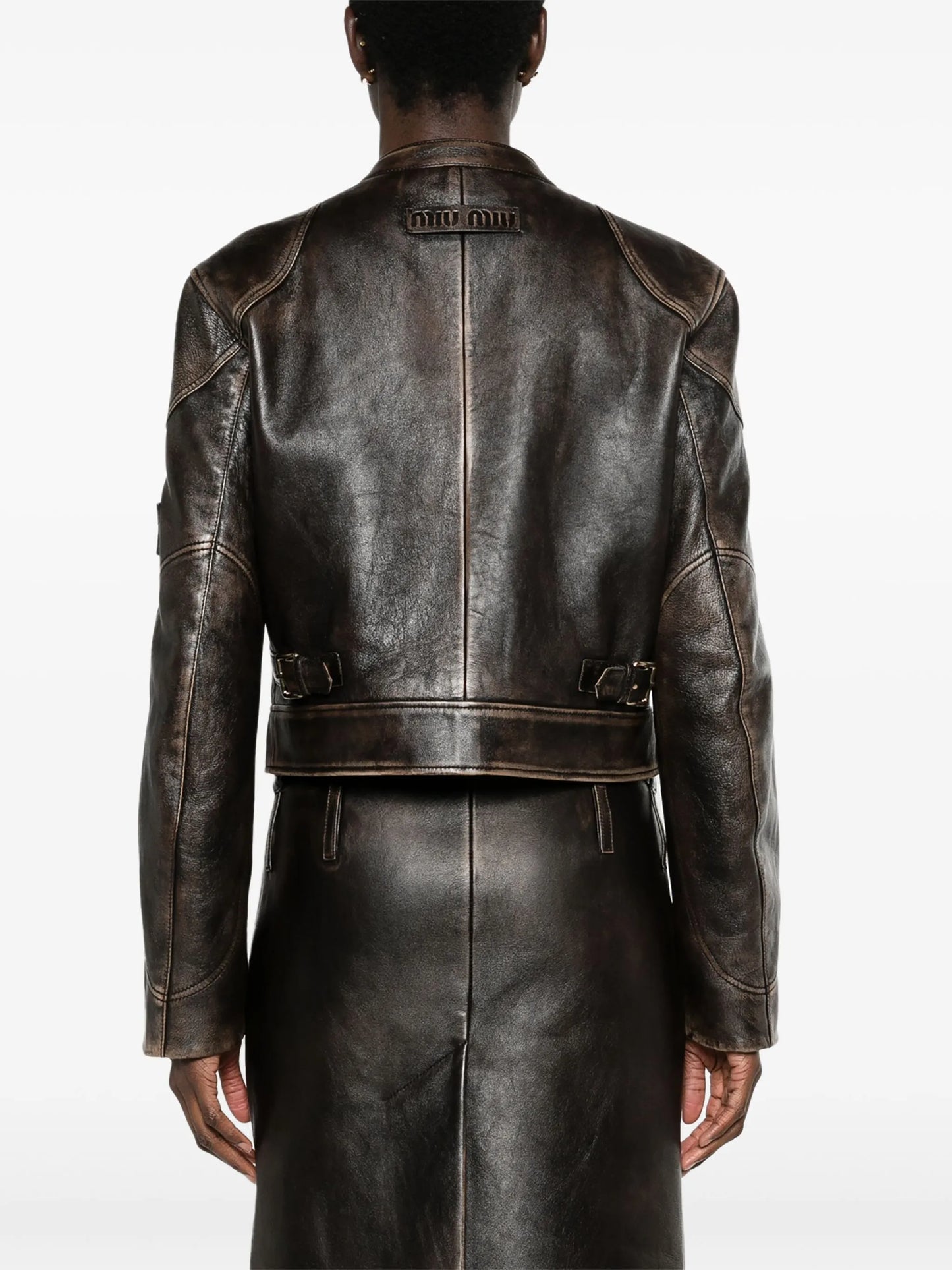 zipped cropped leather jacket