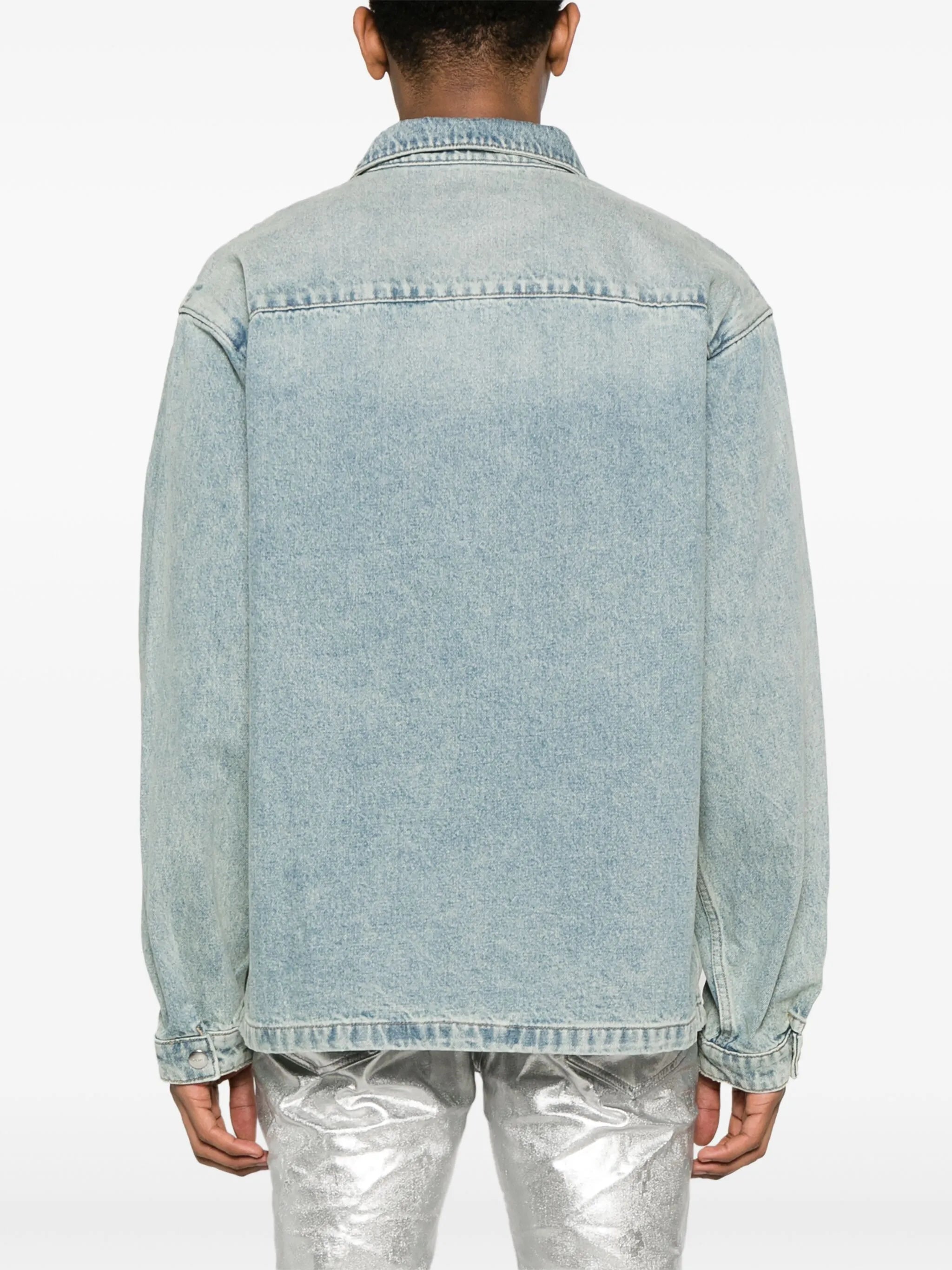 logo-flocked denim shirt