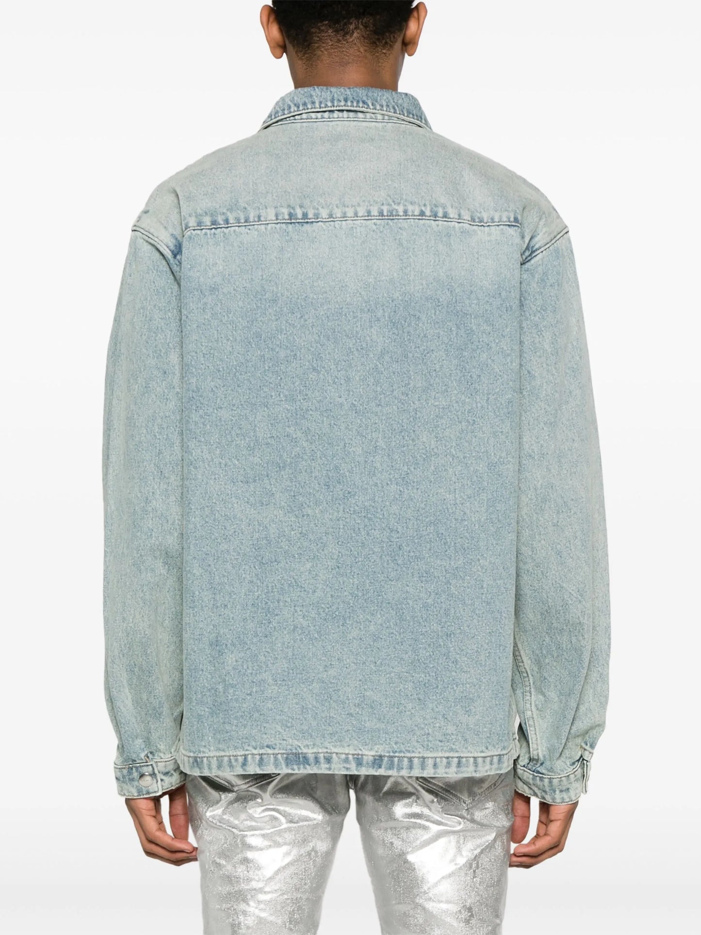 logo-flocked denim shirt
