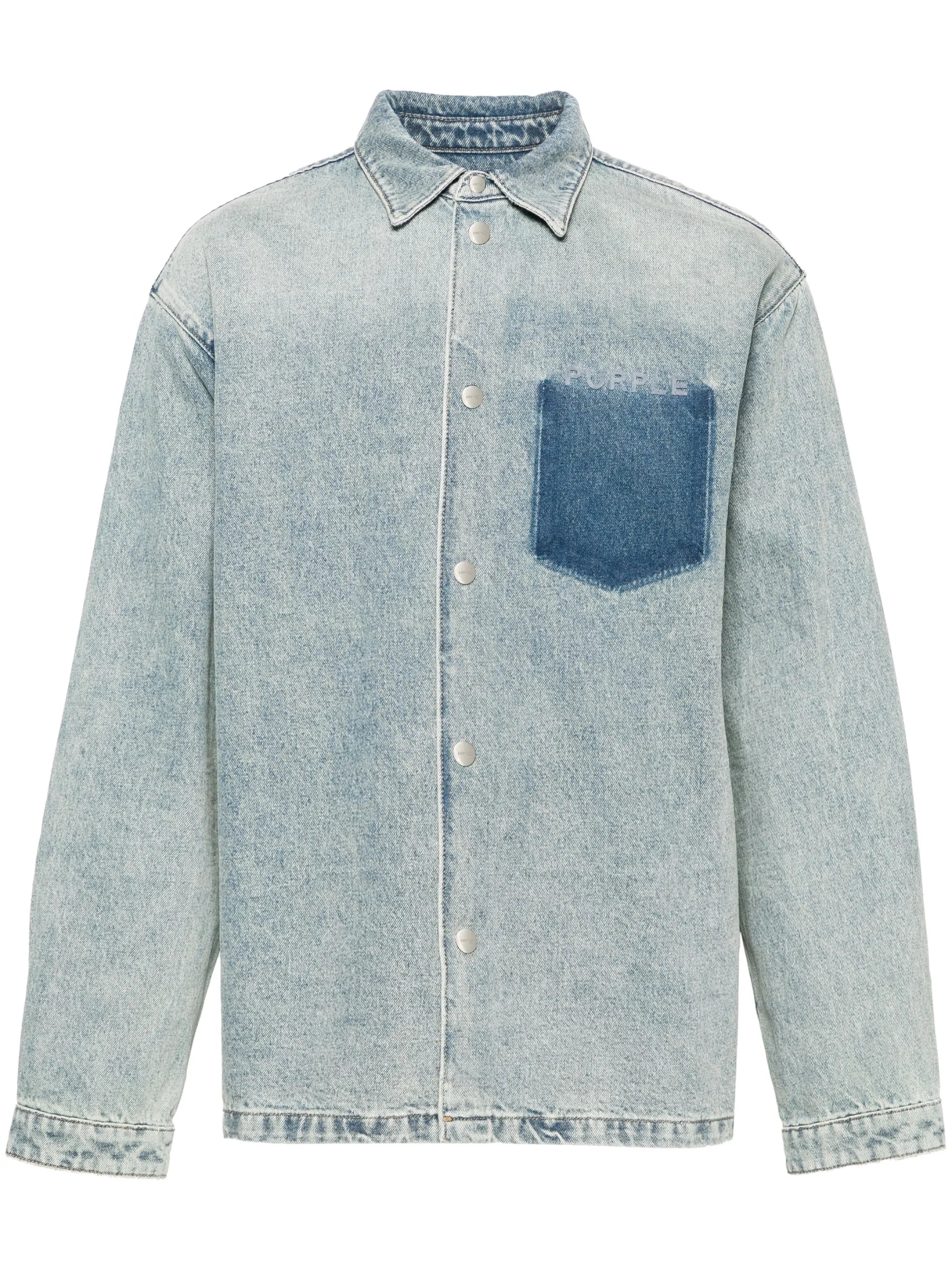 logo-flocked denim shirt