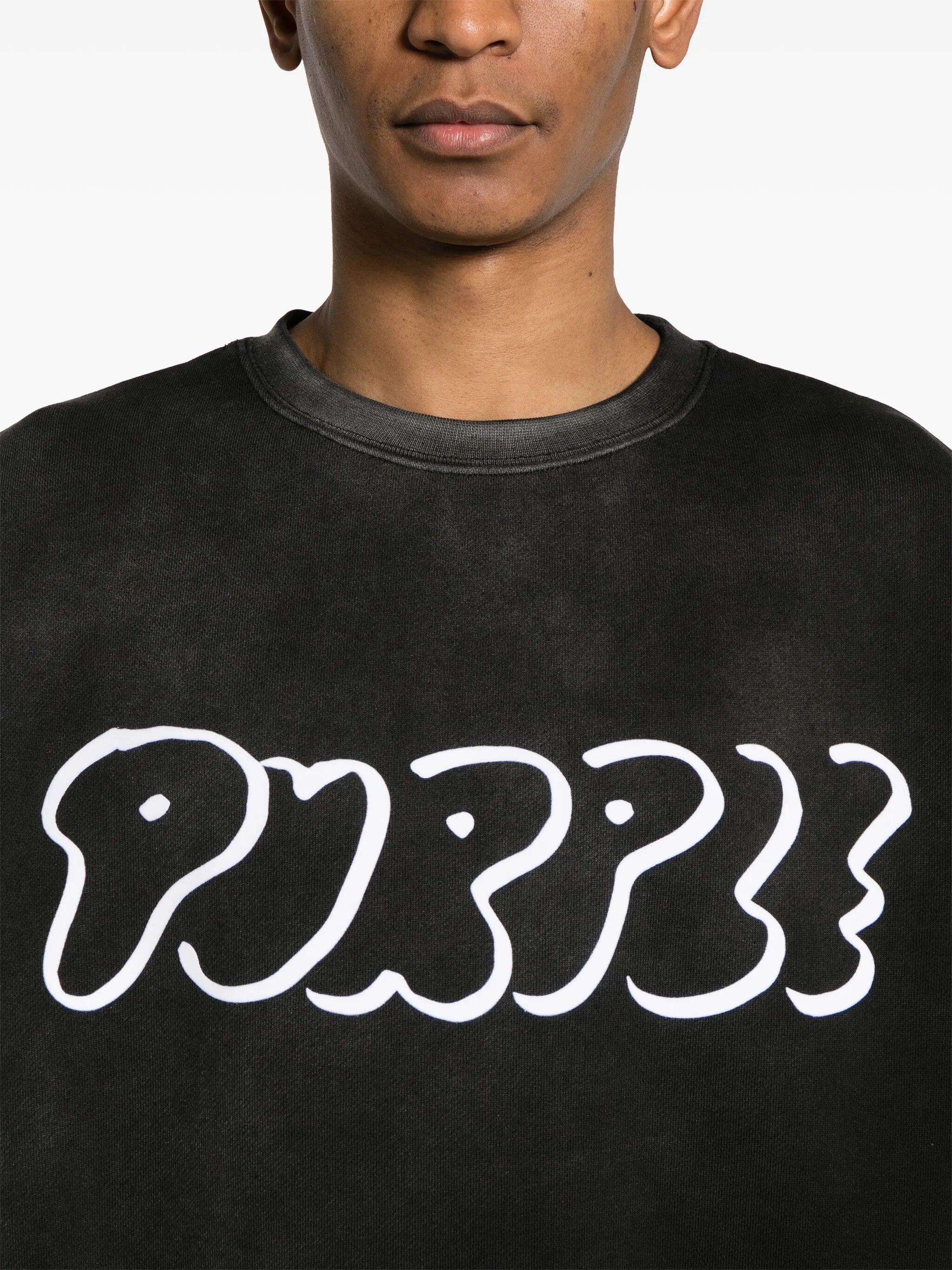 logo-flocked cotton-fleece sweatshirt