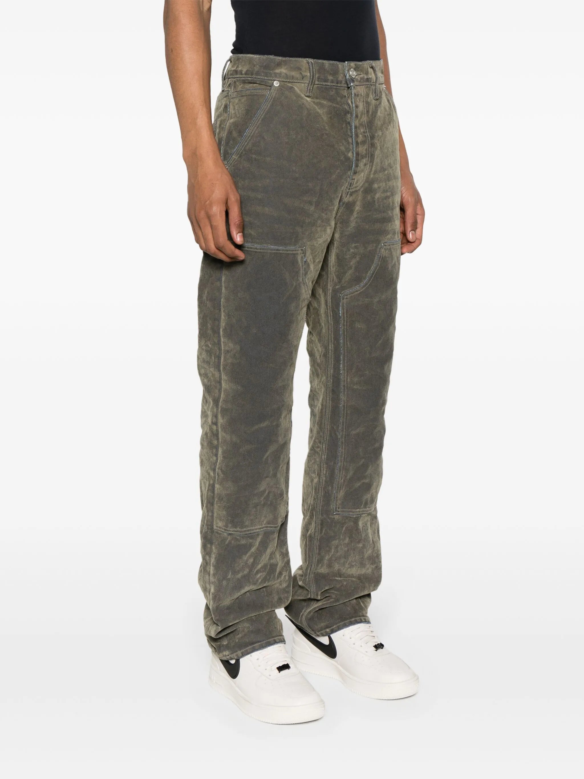 P015 flocked carpenter jeans