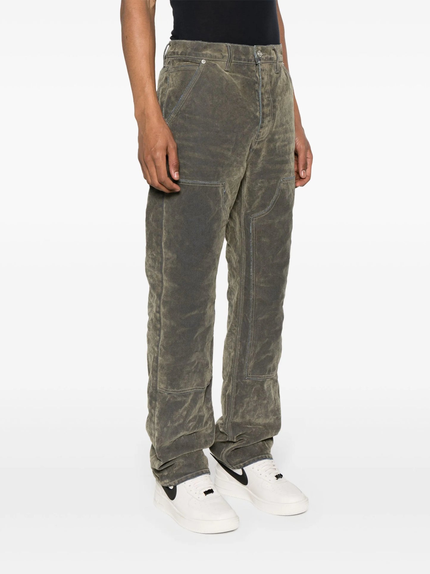 P015 flocked carpenter jeans