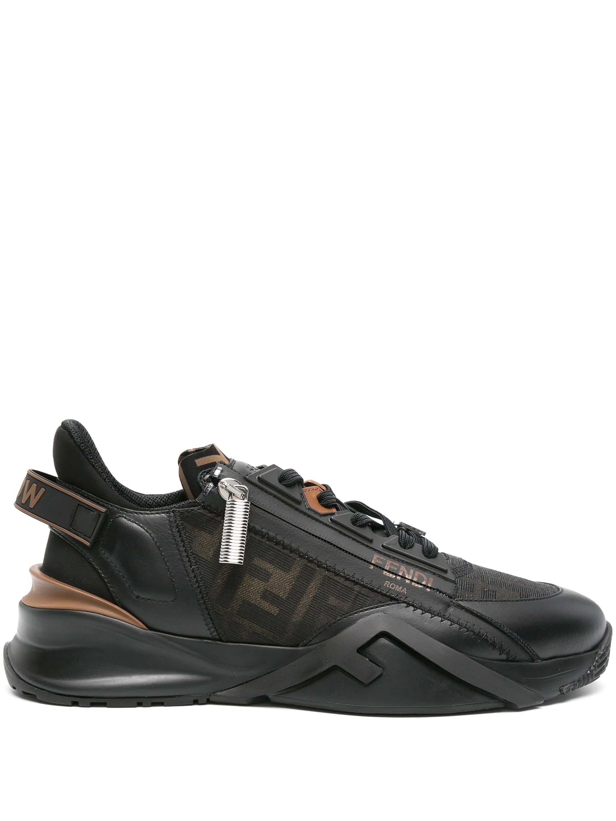 Flow FF-jacquard leather sneakers