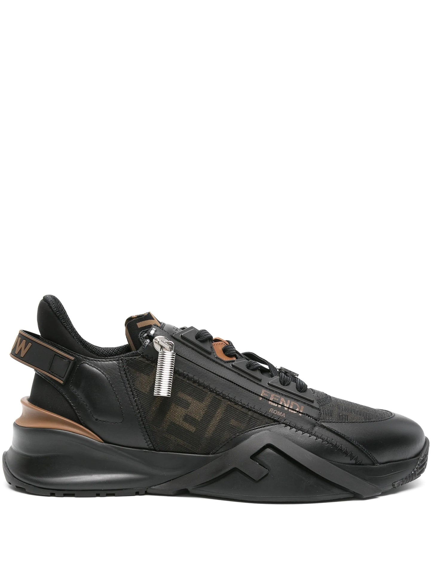 Flow FF-jacquard leather sneakers