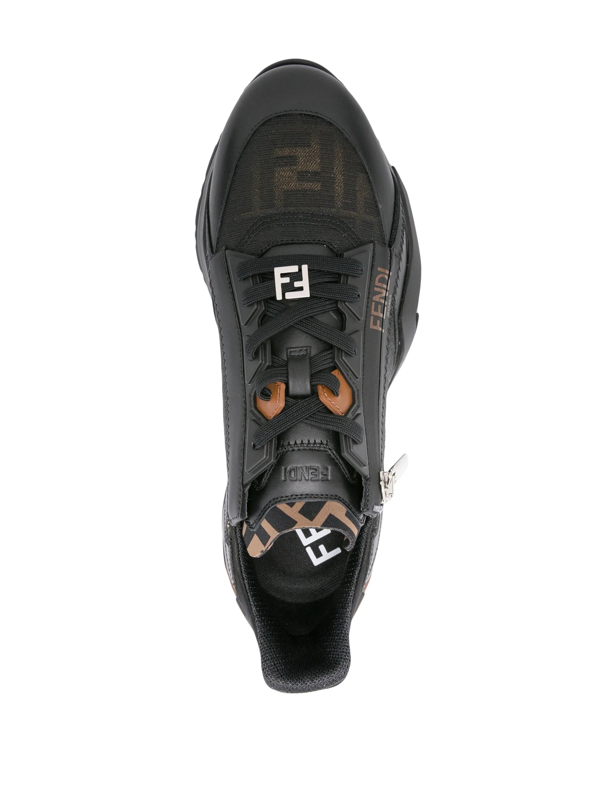 Flow FF-jacquard leather sneakers