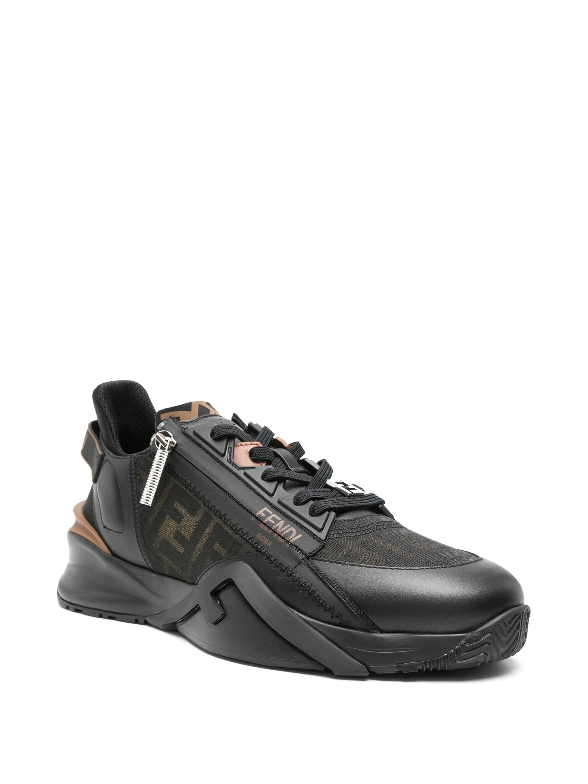 Flow FF-jacquard leather sneakers