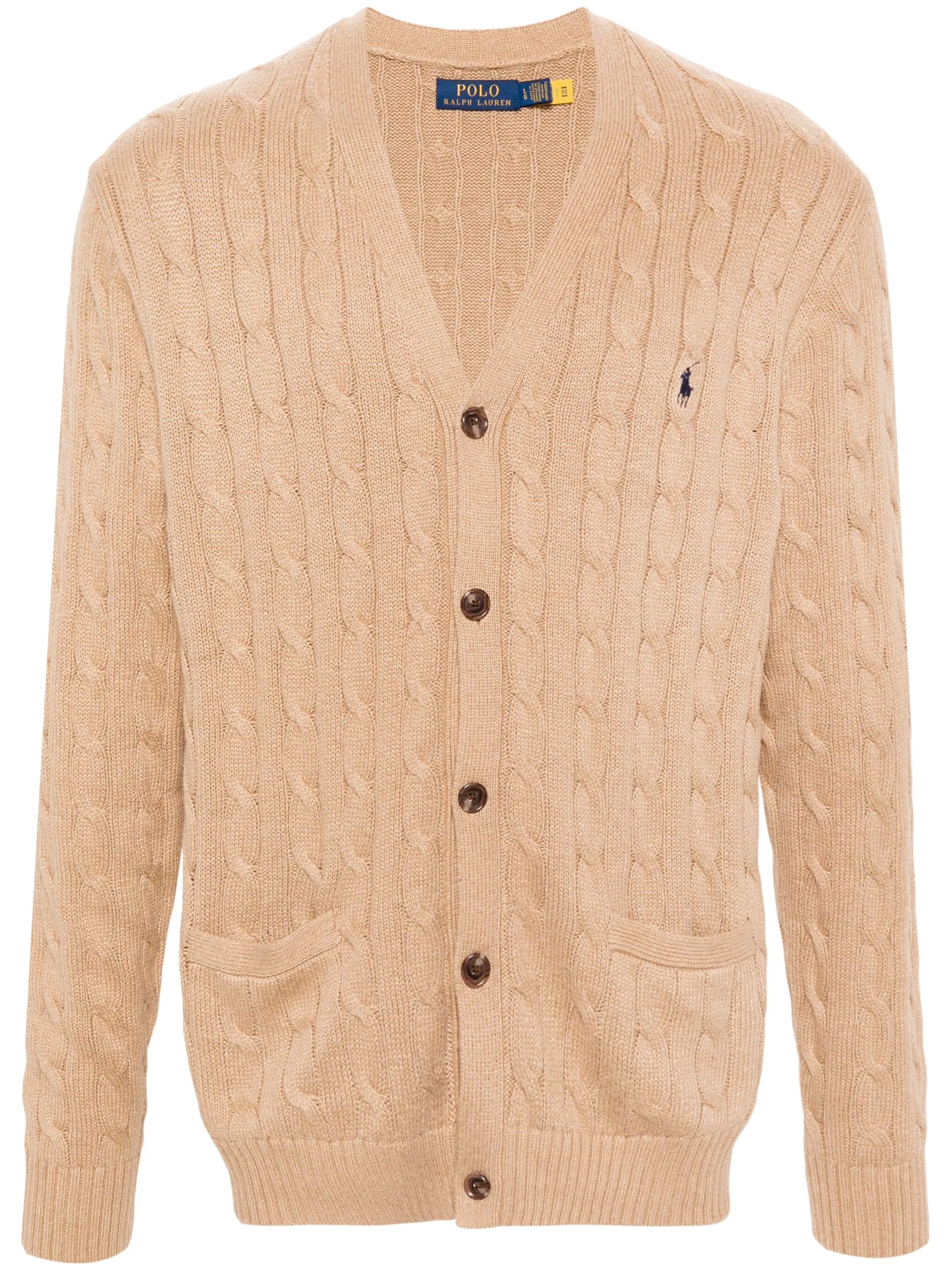 cable-knit cotton cardigan