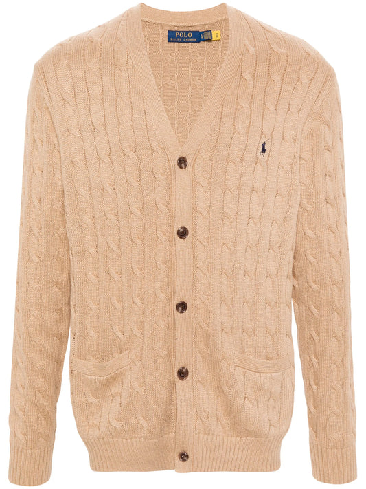 cable-knit cotton cardigan